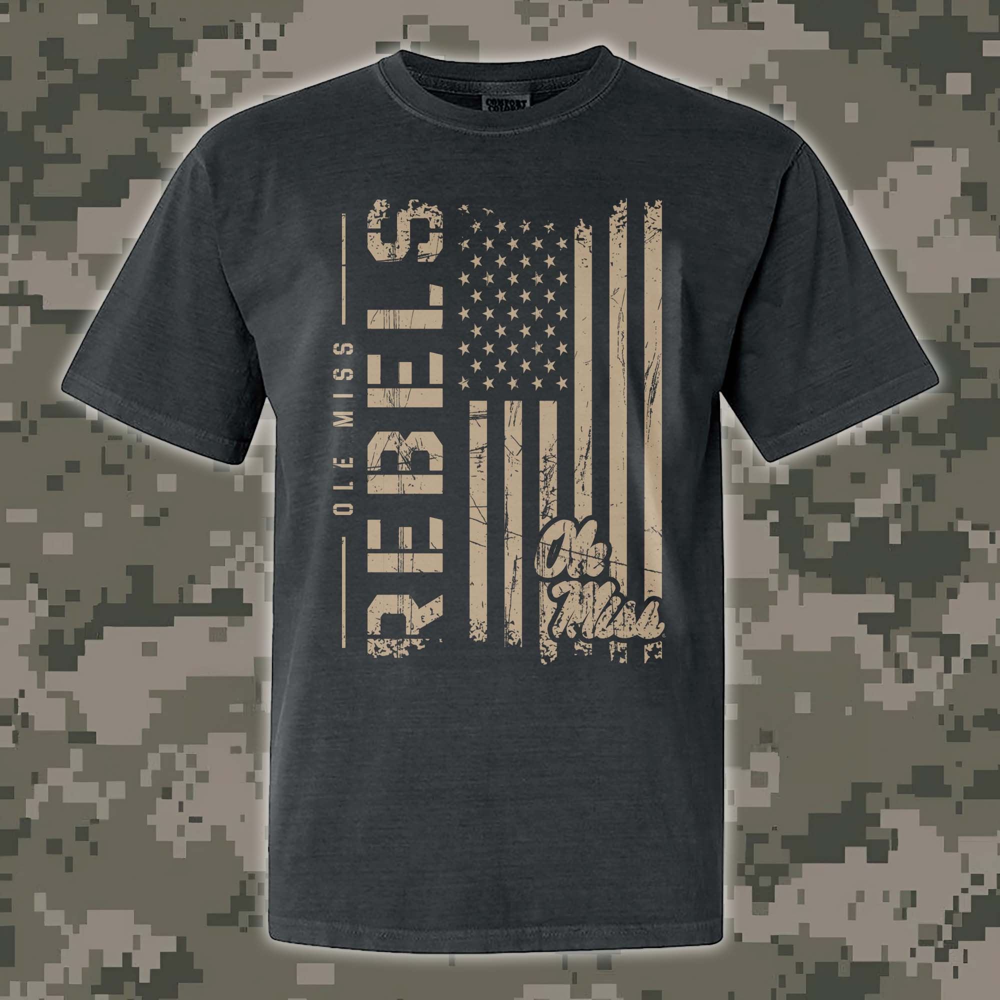 Ole Miss Rebels T-shirt Colosseum OHT Military Appreciation Flag PT68173
