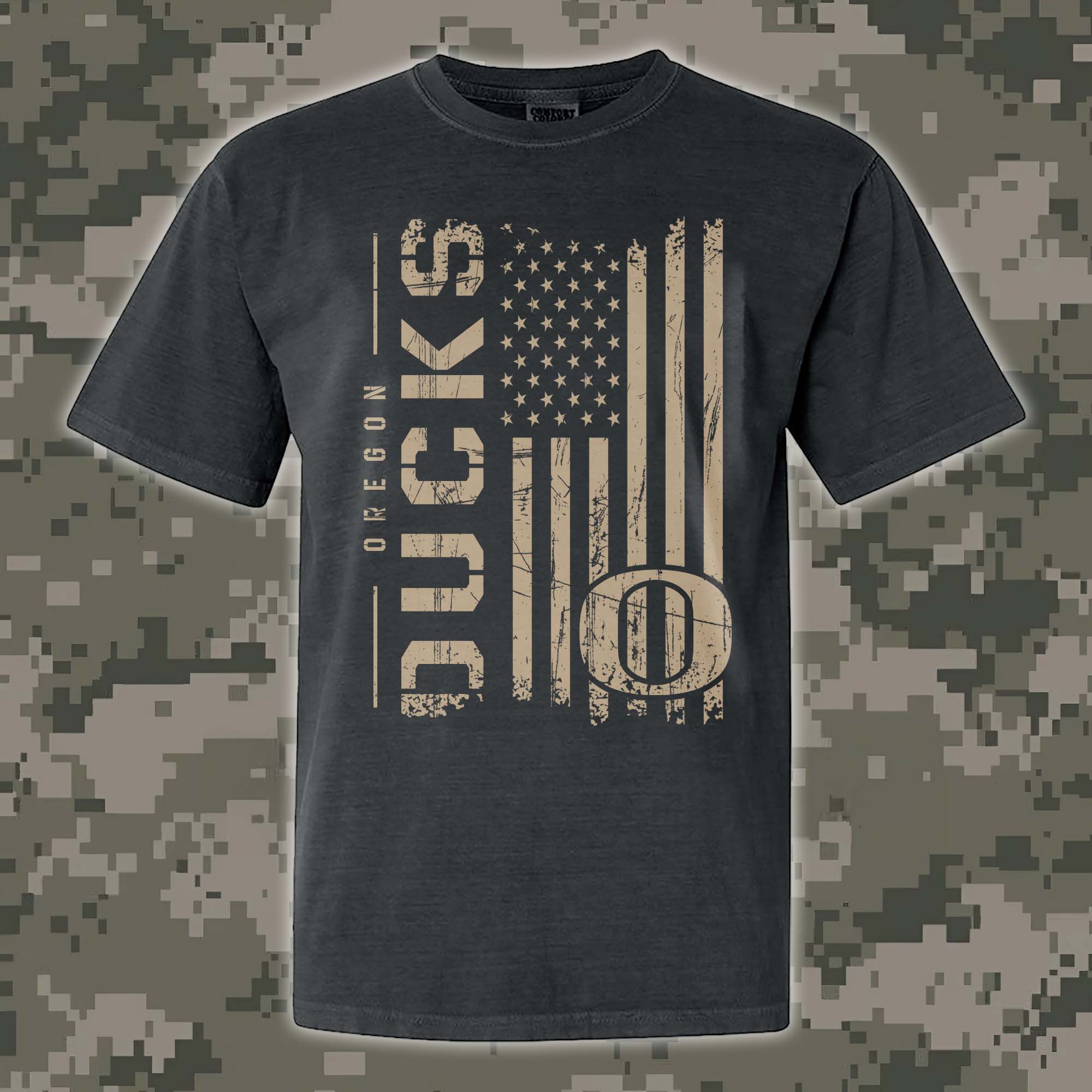Oregon Ducks T-shirt Colosseum OHT Military Appreciation Flag PT68174