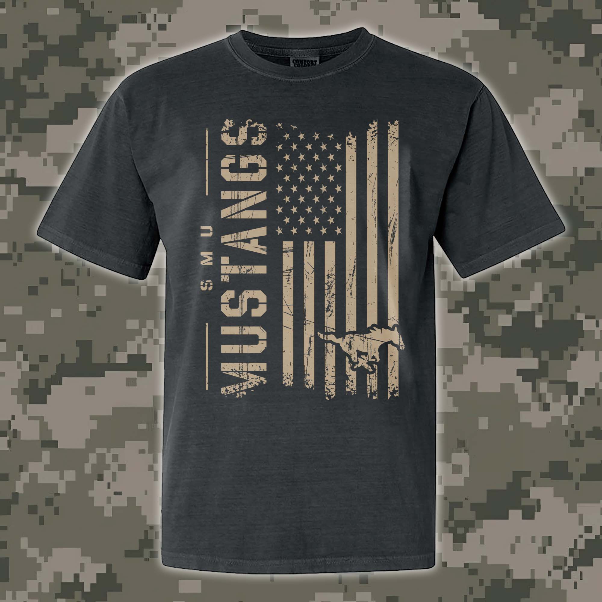 SMU Mustangs T-shirt Colosseum OHT Military Appreciation Flag PT68177