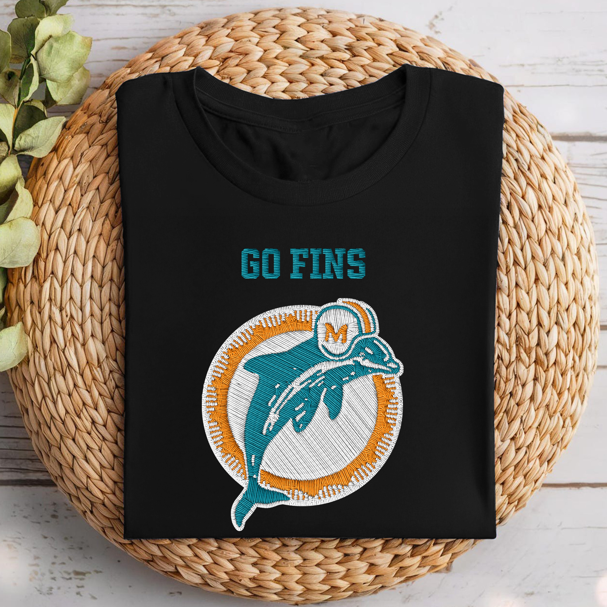Miami Dolphins NFL Embroidered-Look Print Shirt PT68711