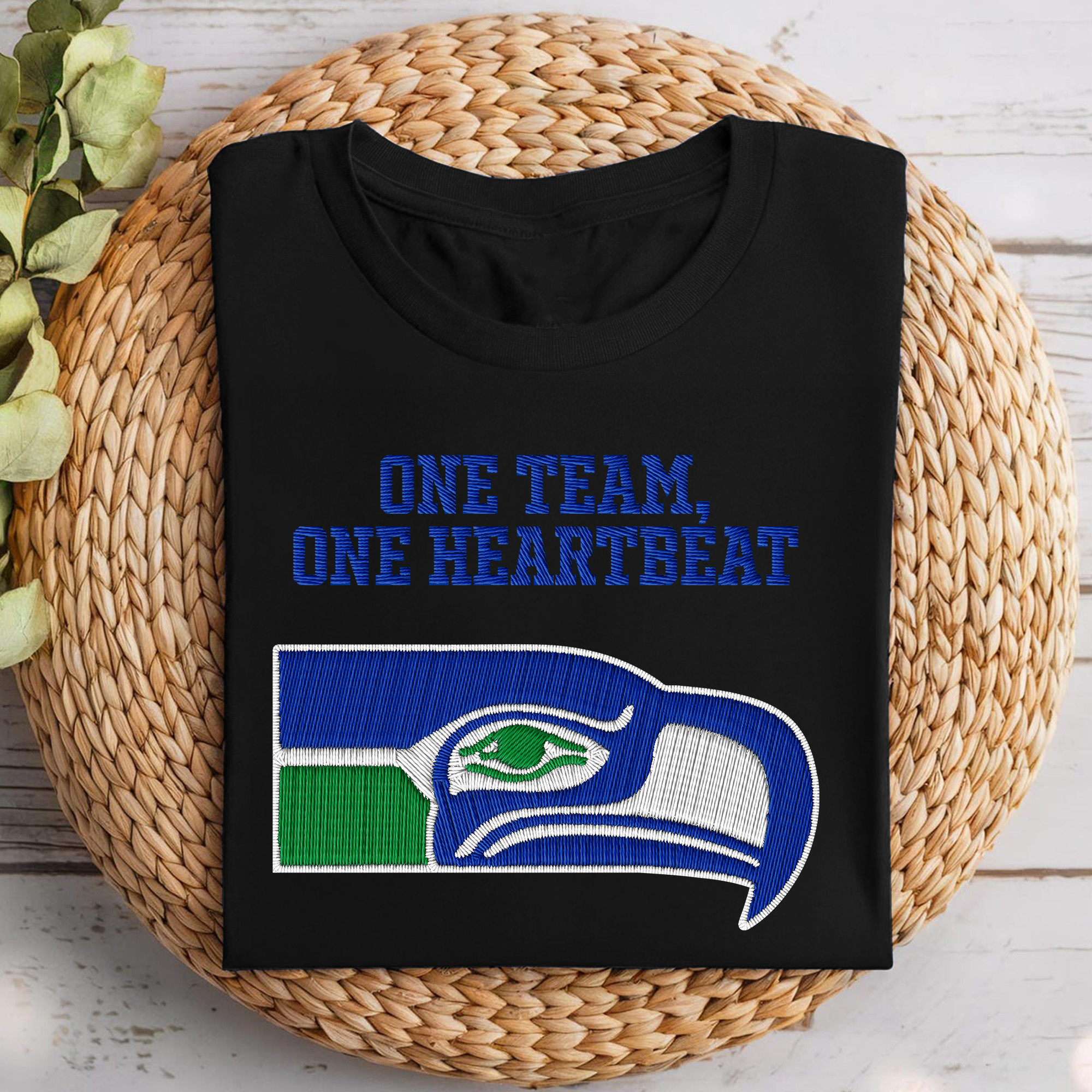 Seattle-Seahawks-Logo  NFL Embroidered-Look Print Shirt PT68718