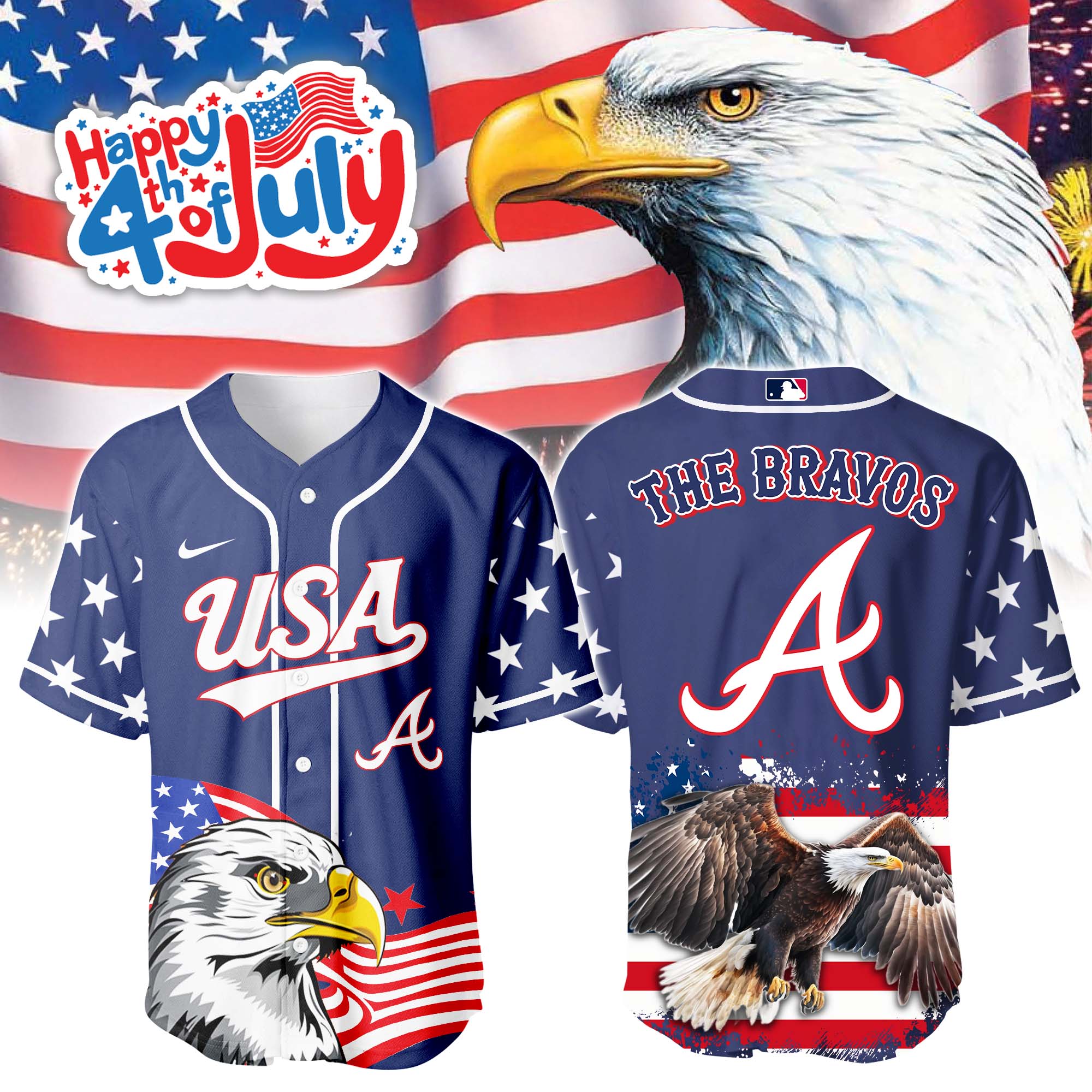 Atlanta Braves Independence Day Jersey PT68768