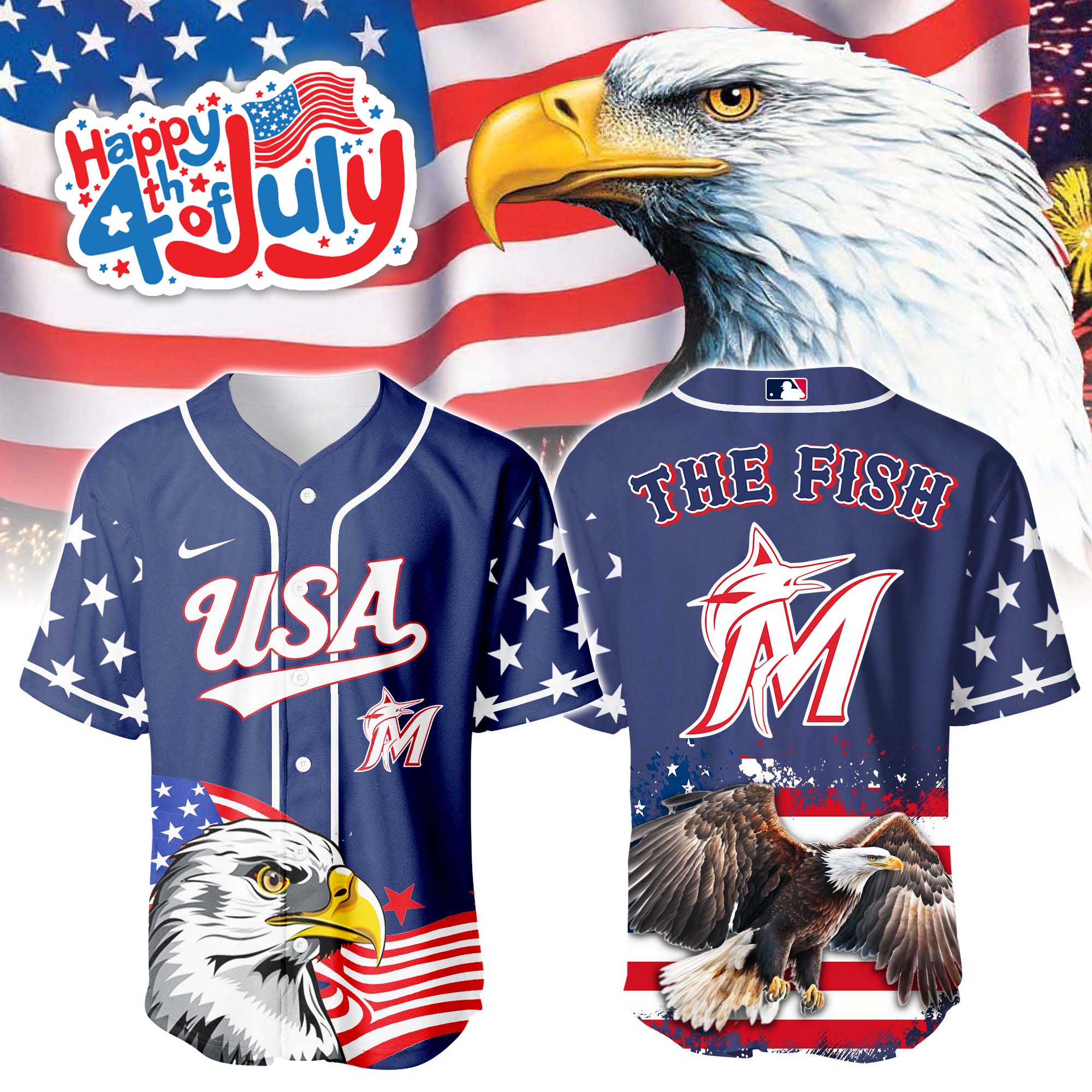 Miami Marlins Independence Day Jersey PT68781