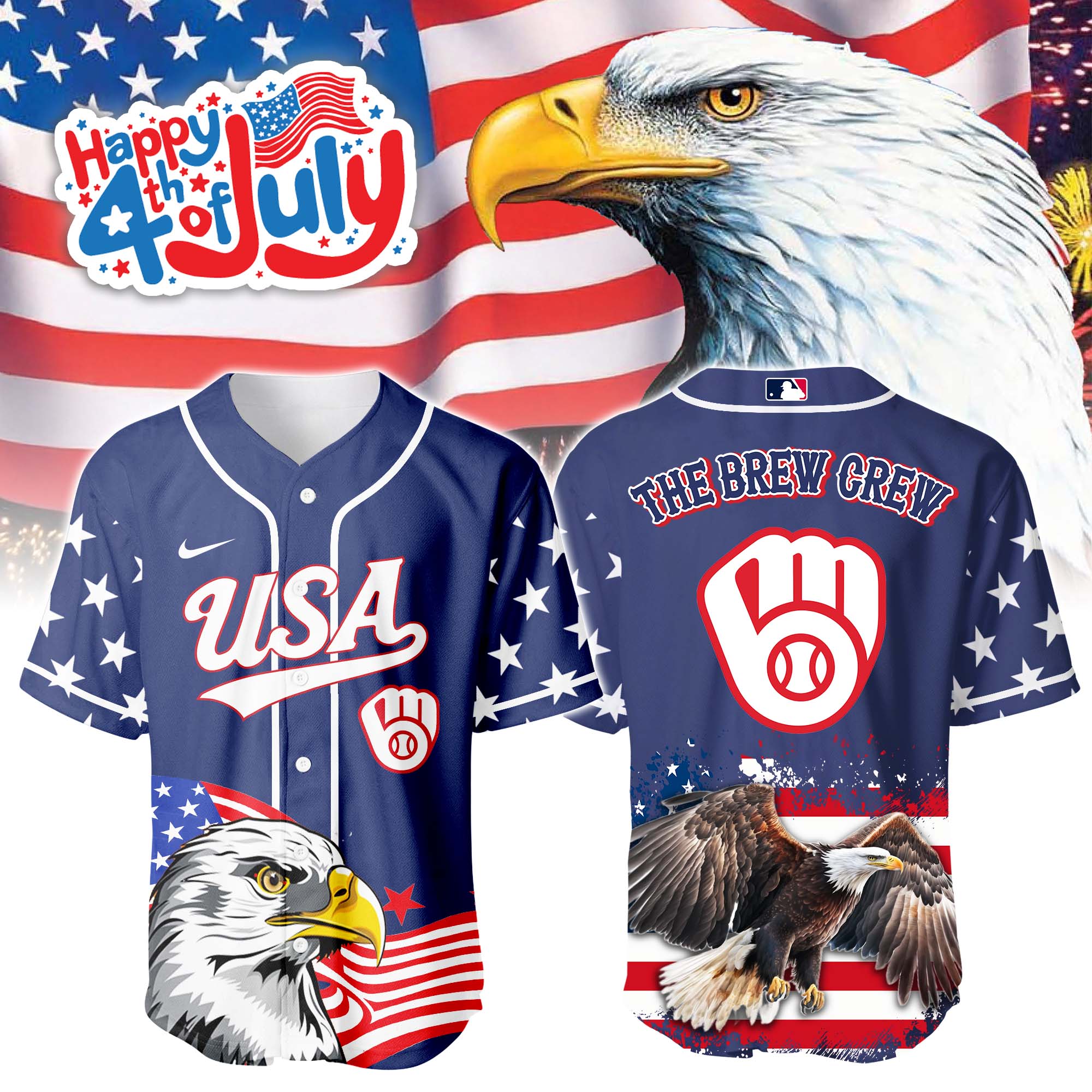 Milwaukee Brewers Independence Day Jersey PT68782