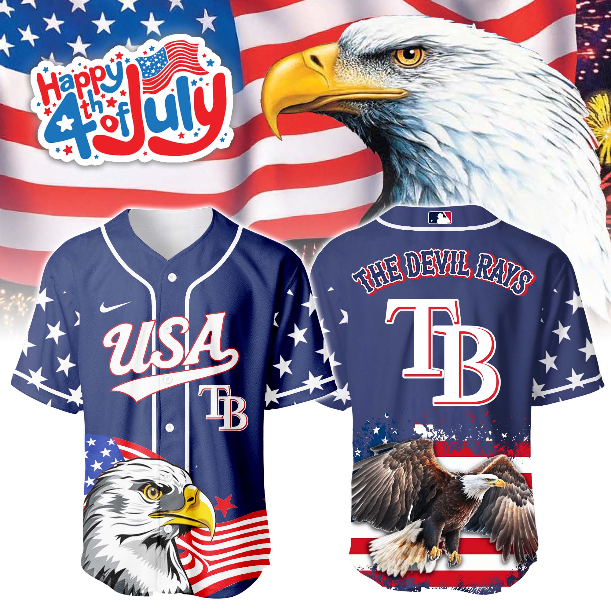Tampa Bay Rays Independence Day Jersey PT68792
