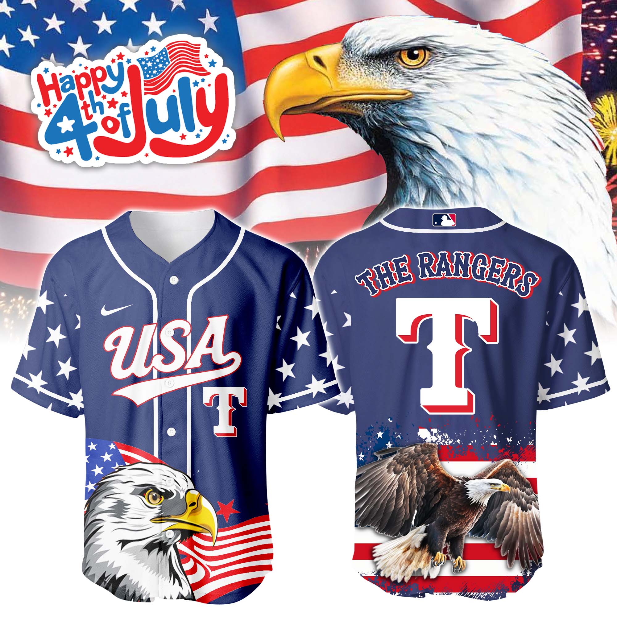 Texas Rangers Independence Day Jersey PT68793