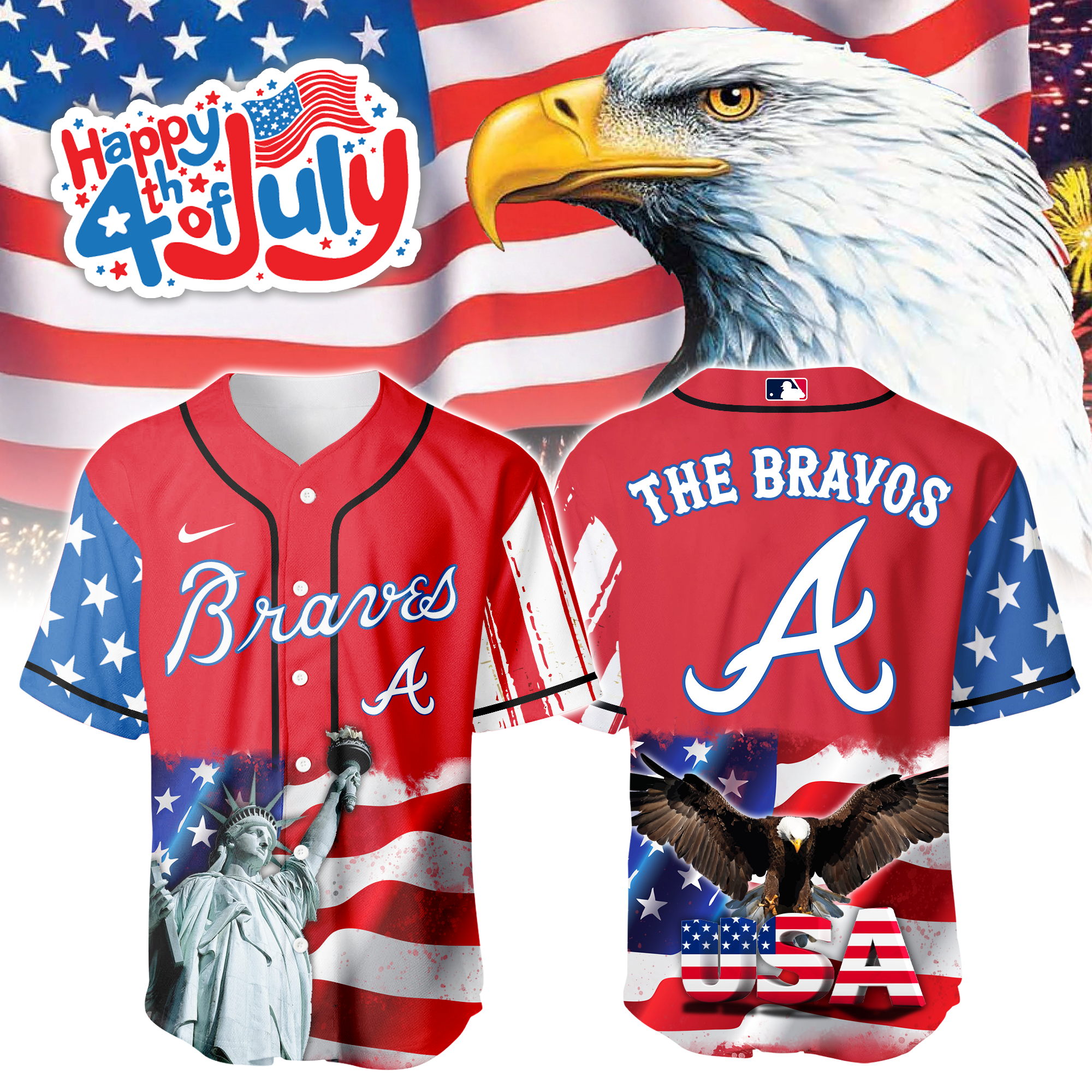 Atlanta Braves Independence Day Jersey PT68822