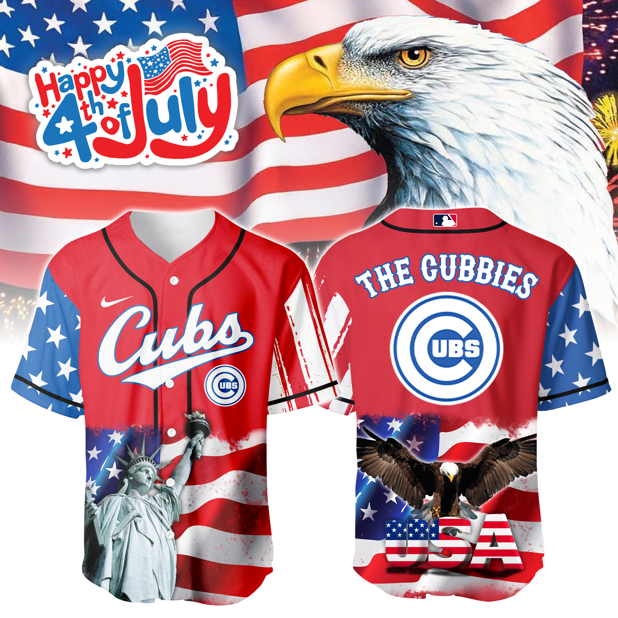 Chicago Cubs Independence Day Jersey PT68825