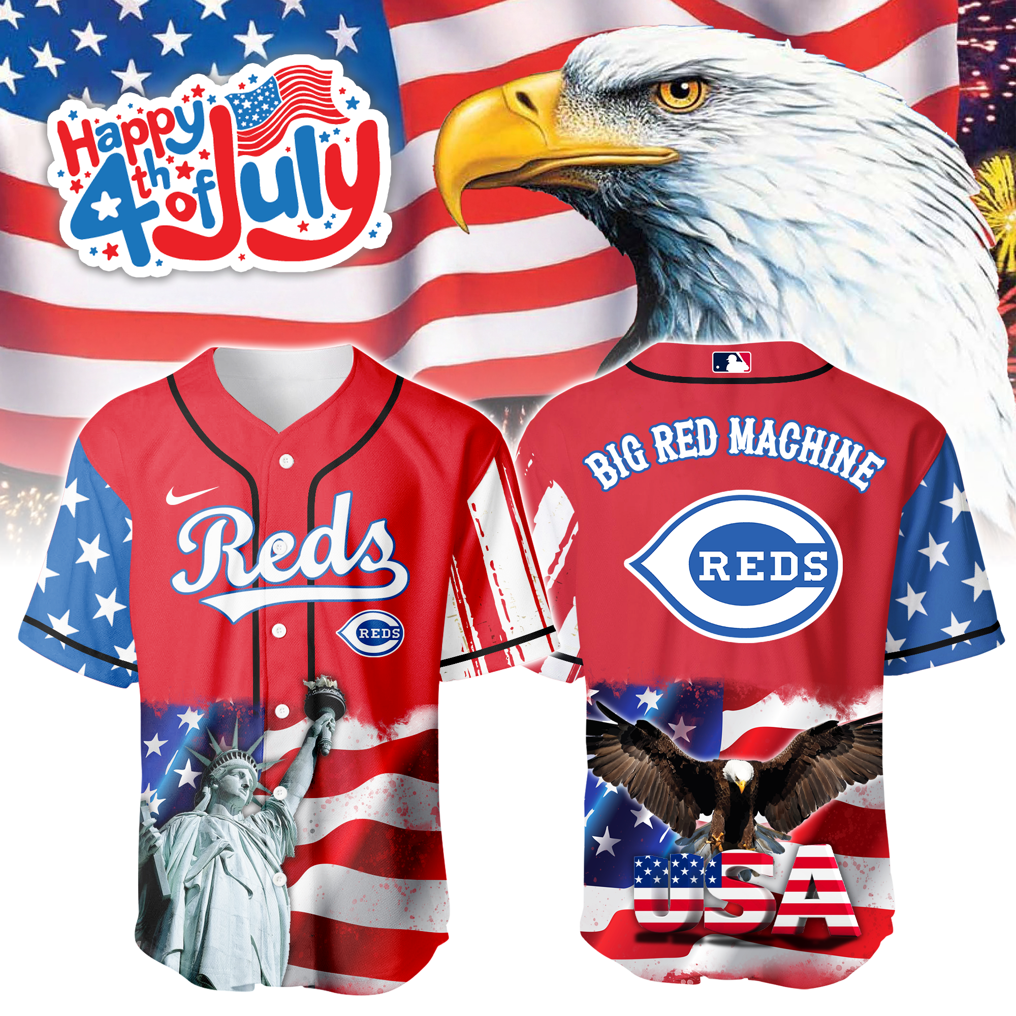 Cincinnati Reds Independence Day Jersey PT68827