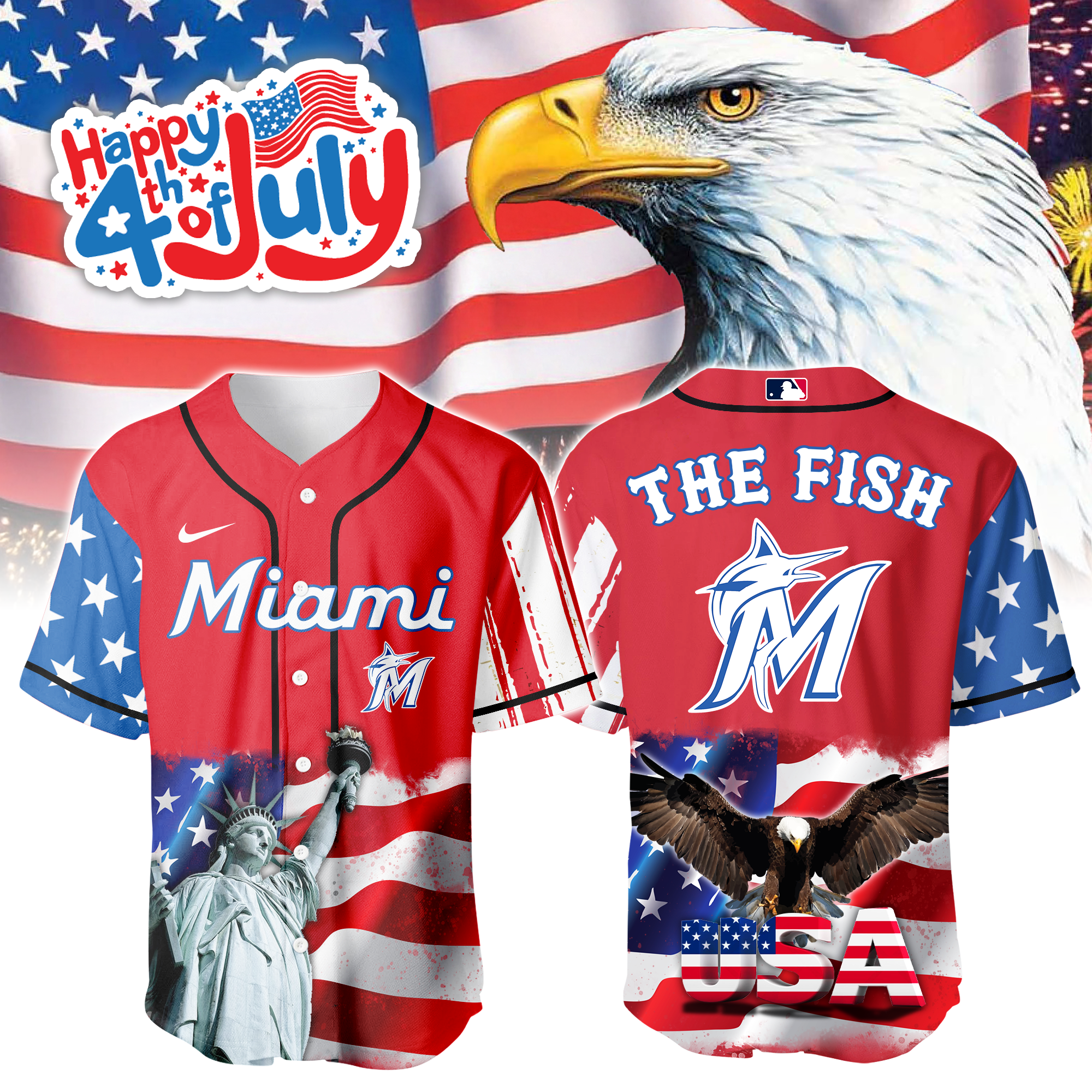 Miami Marlins Independence Day Jersey PT68835