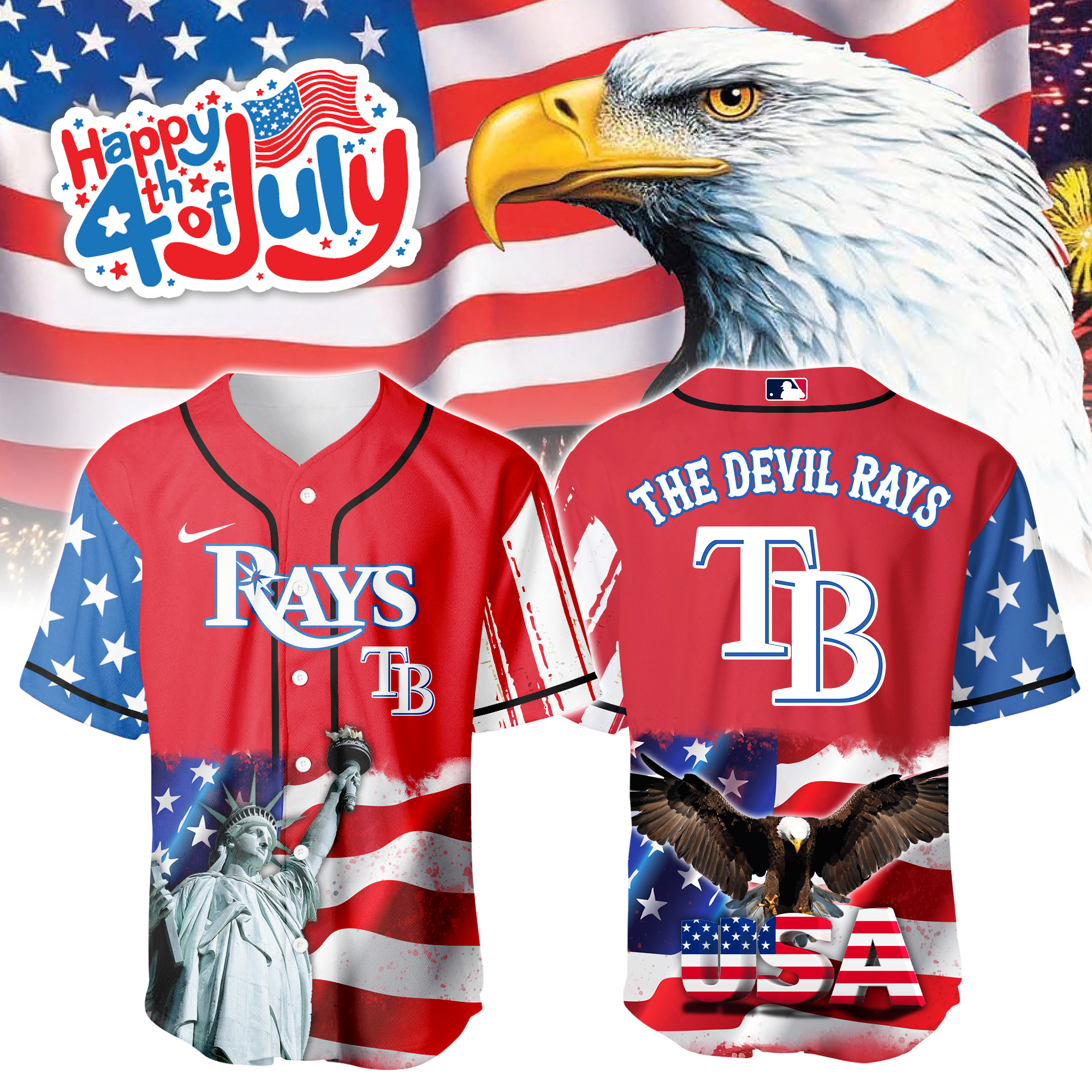Tampa Bay Rays Independence Day Jersey PT68846