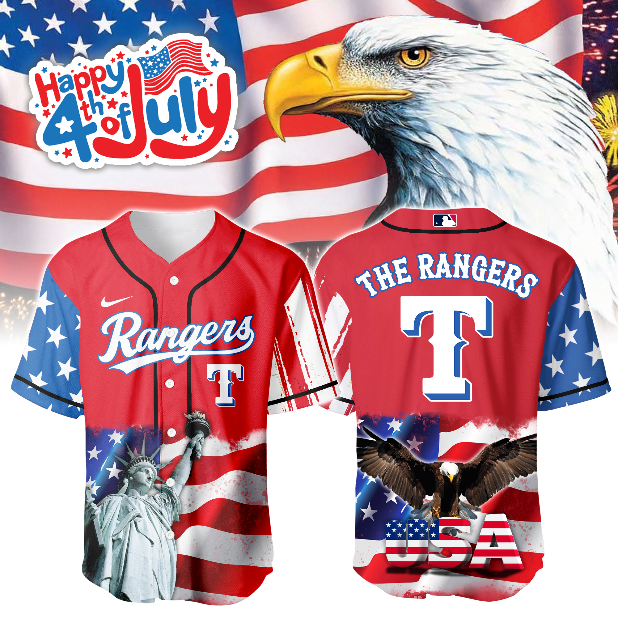 Texas Rangers Independence Day Jersey PT68847