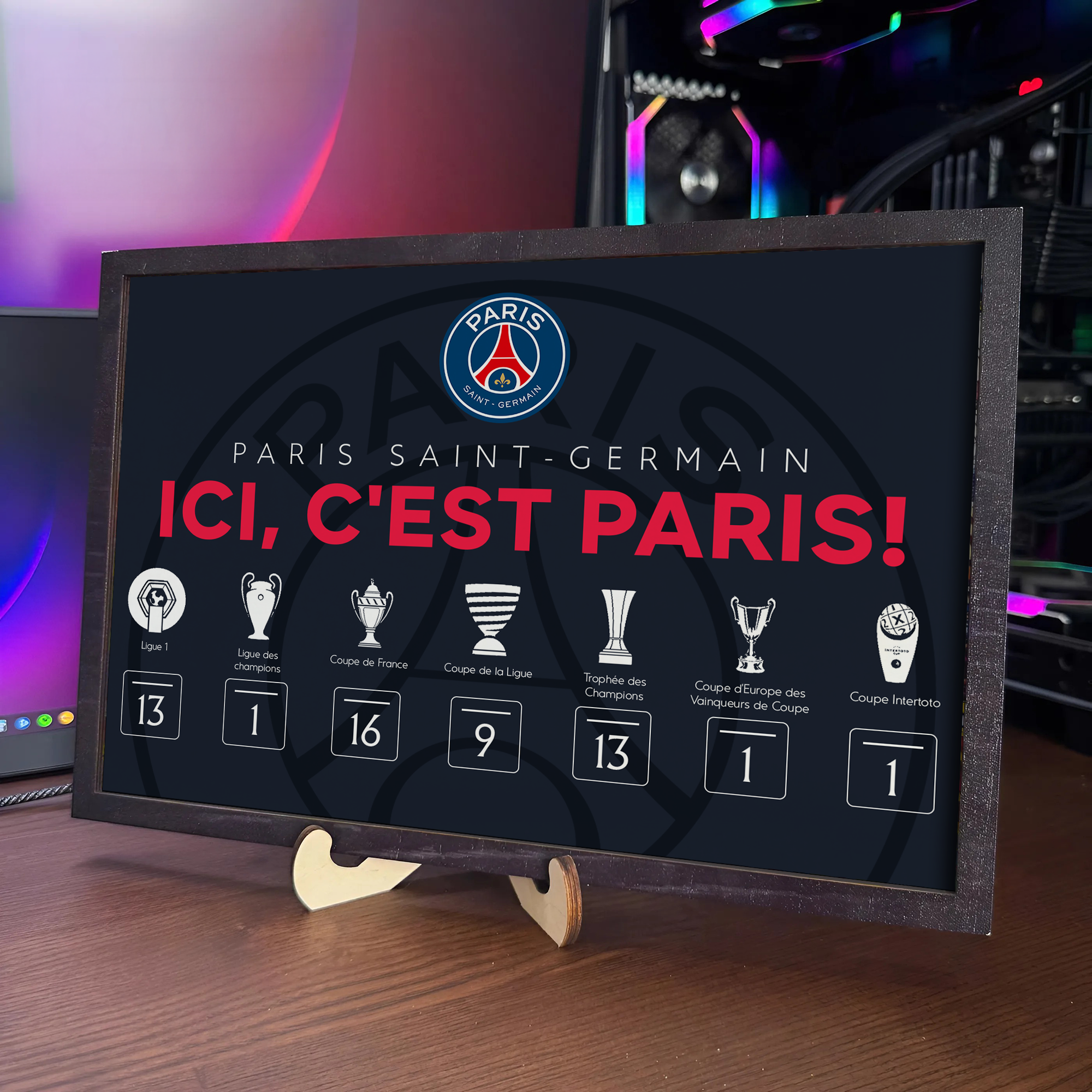 Paris Saint-germain Wooden Sign With Wooden Stand PT69465