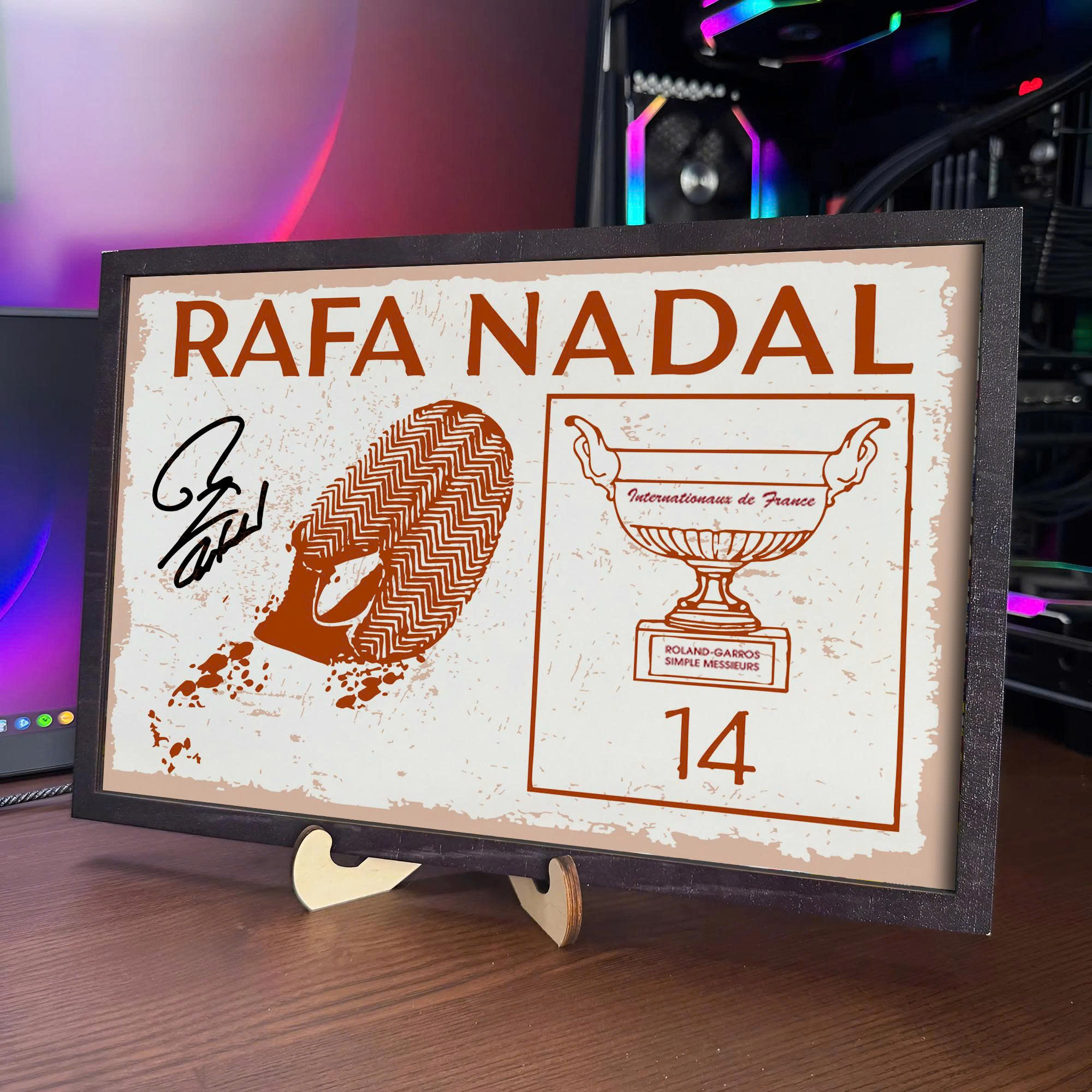 Rafael Nadal Wooden Sign With Wooden Stand PT69448