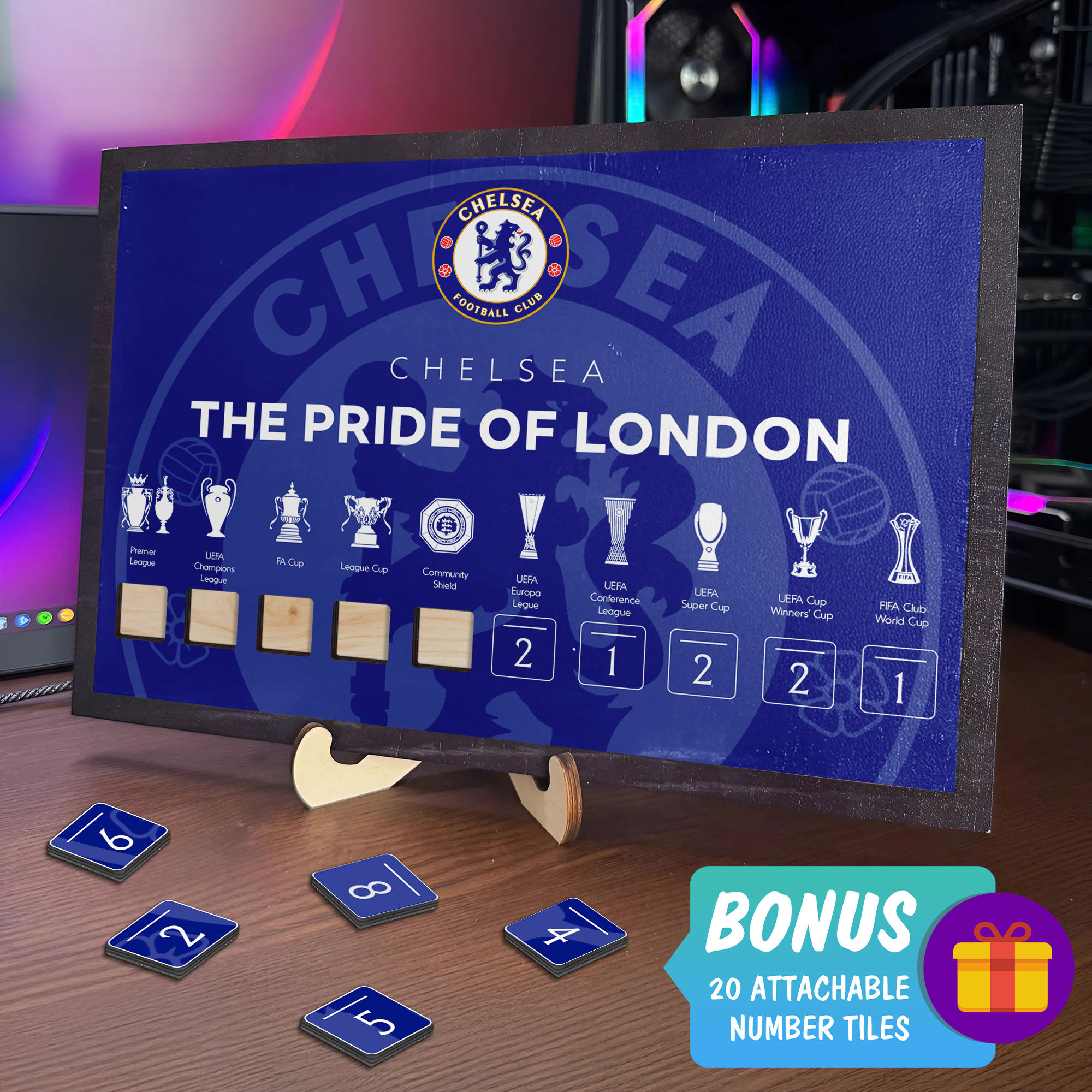 Chelsea Wooden Sign With Wooden Stand PT70403
