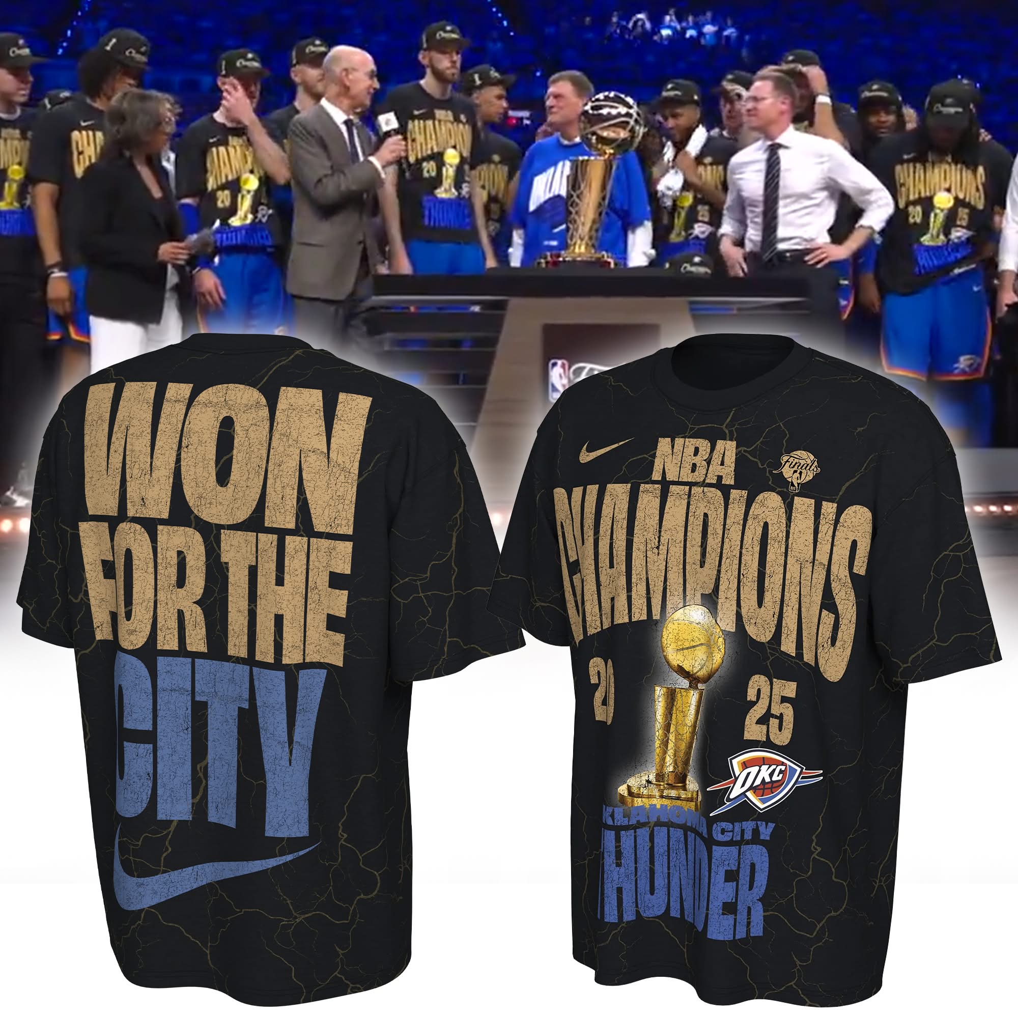 Oklahoma City Thunder Unisex 2025 NBA Finals Champions Locker Room Confetti All-Over Print Limited Edition T-Shirt PT71760
