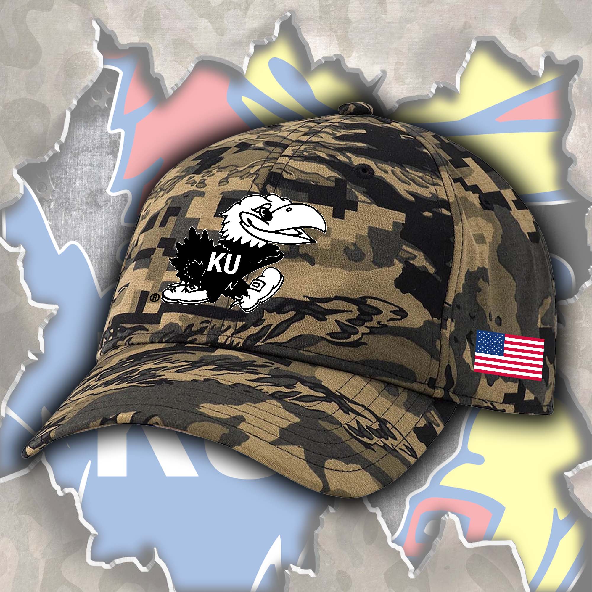 Kansas Jayhawks Embroidered and Printed Cap PT72349