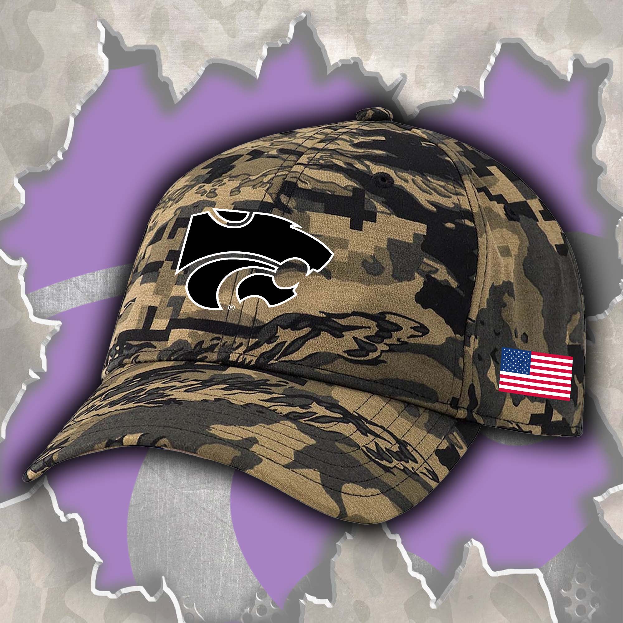 Kansas State Wildcats Embroidered and Printed Cap PT72350