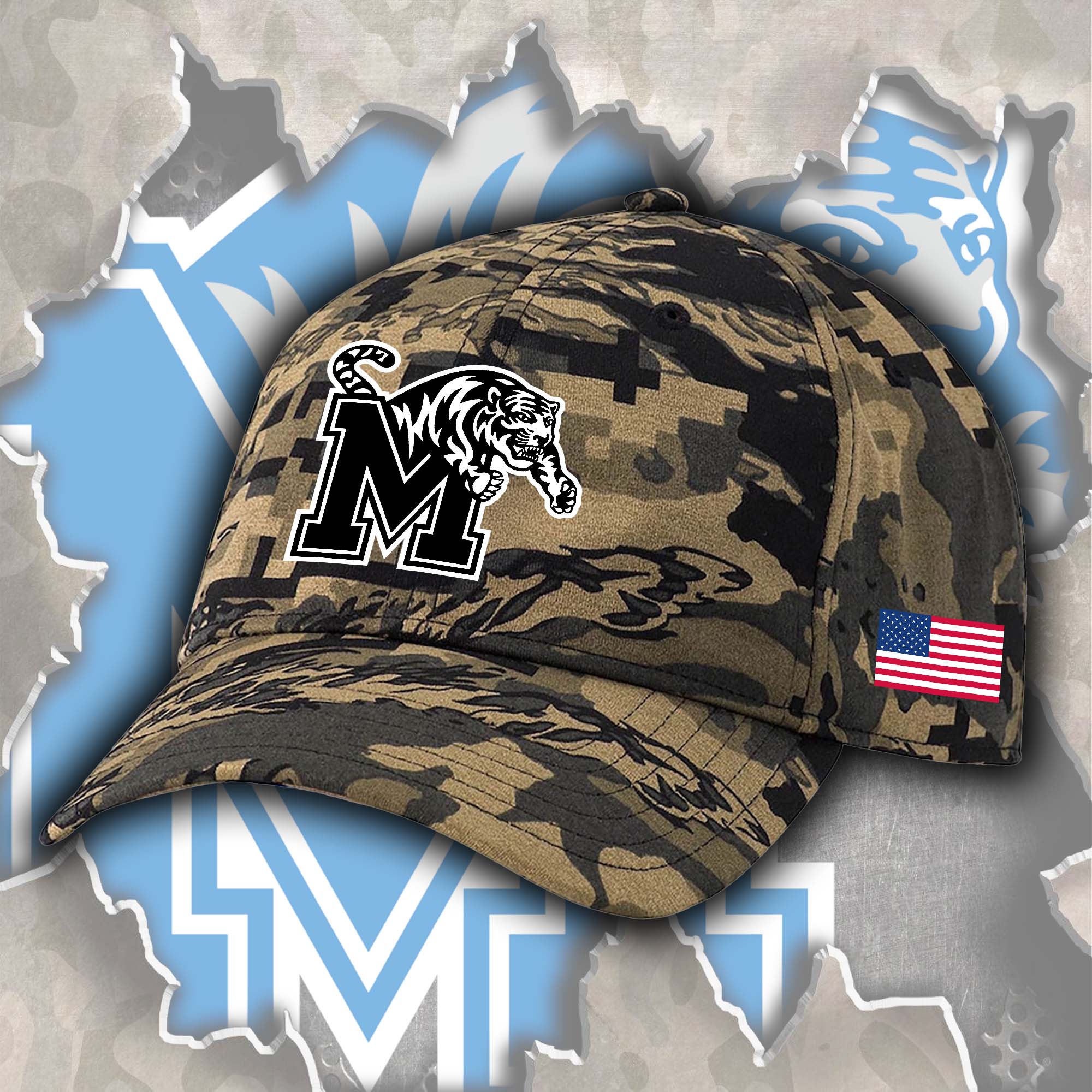 Memphis Tigers Embroidered and Printed Cap PT72355