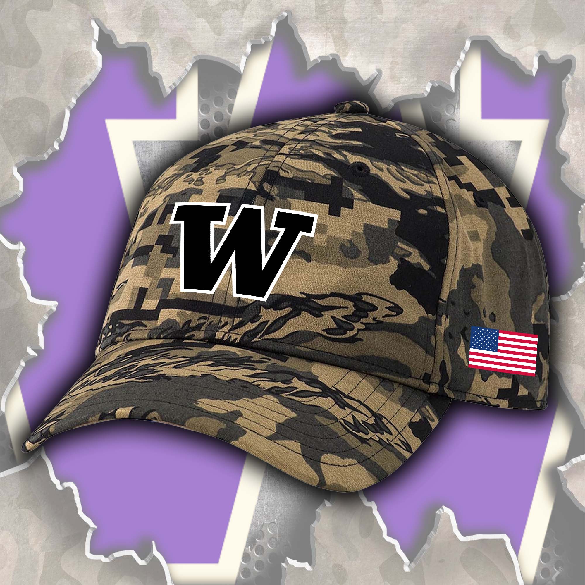 Washington Huskies Embroidered and Printed Cap PT72391