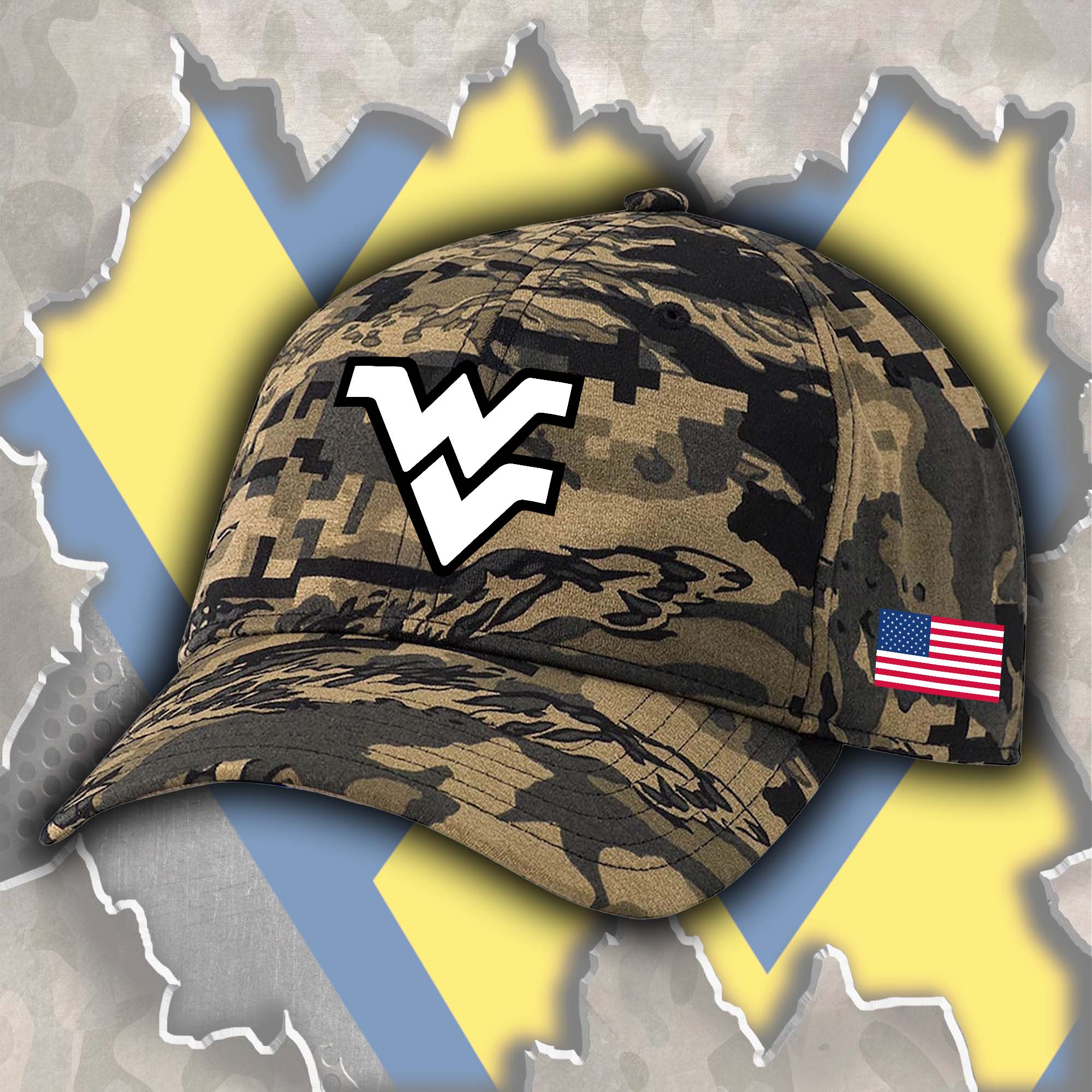 West Virginia Mountaineers Embroidered and Printed Cap PT72393