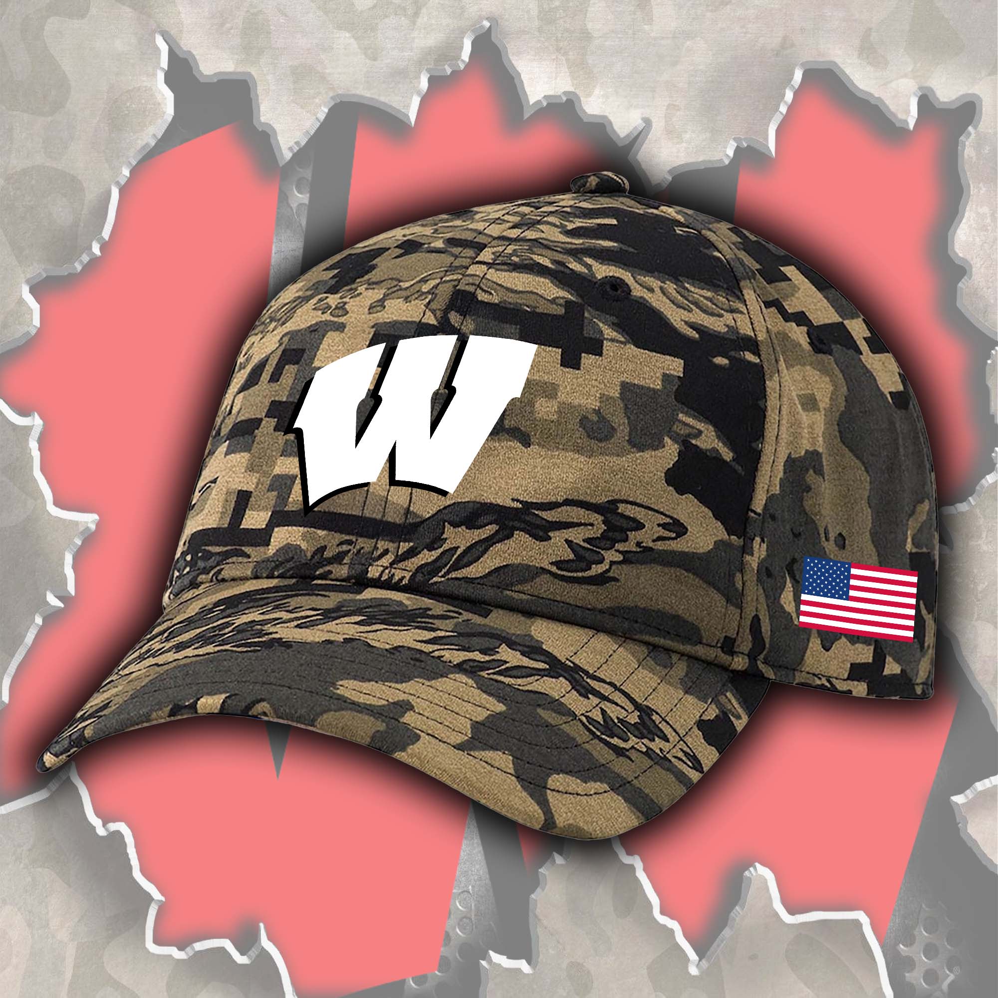Wisconsin Badgers Embroidered and Printed Cap PT72395