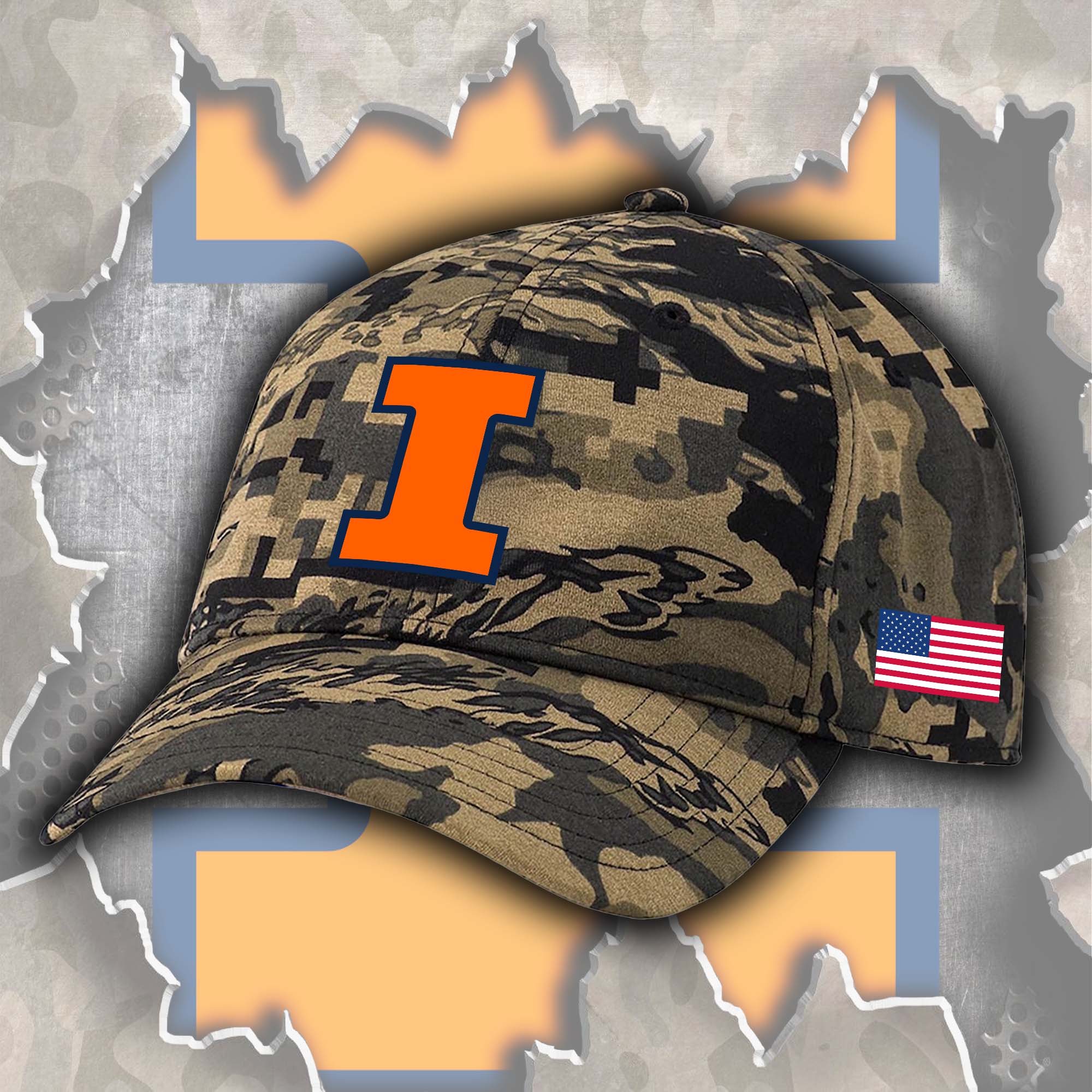 Illinois Fighting Illini Embroidered and Printed Cap PT72470