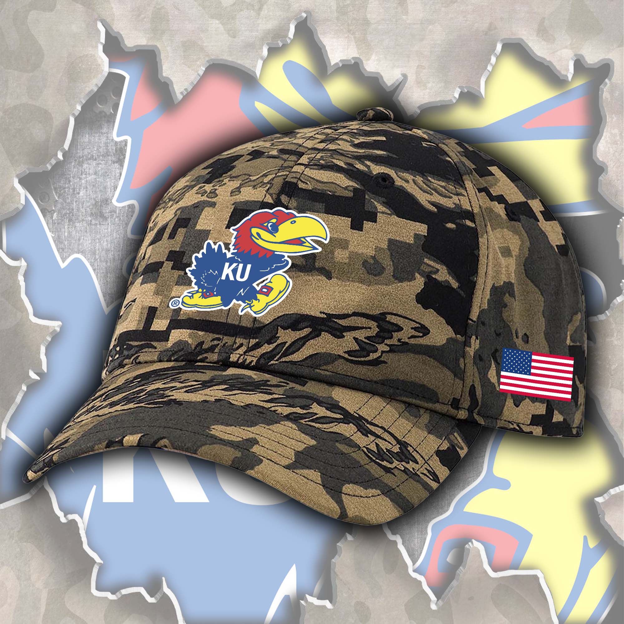 Kansas Jayhawks Embroidered and Printed Cap PT72475
