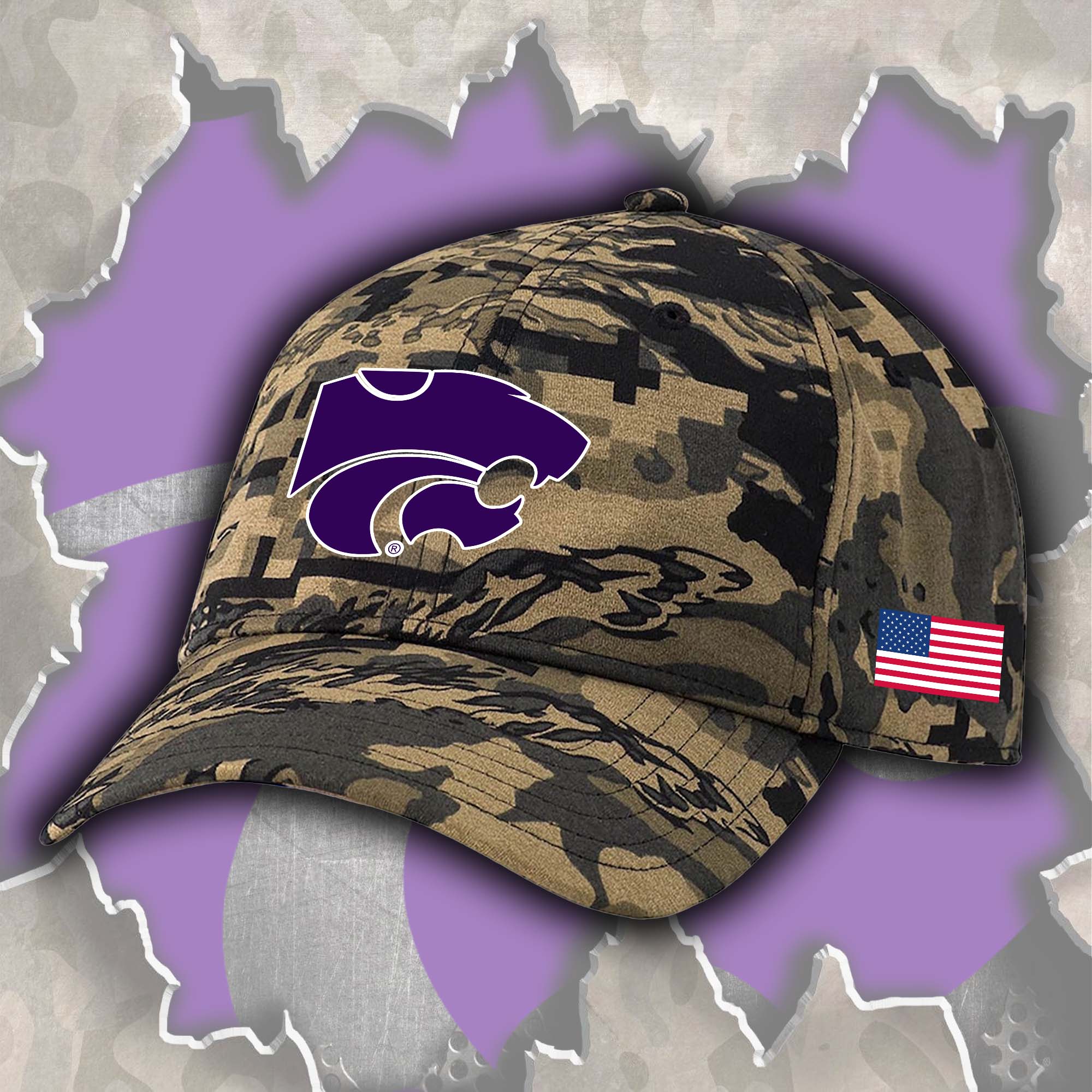 Kansas State Wildcats Embroidered and Printed Cap PT72476