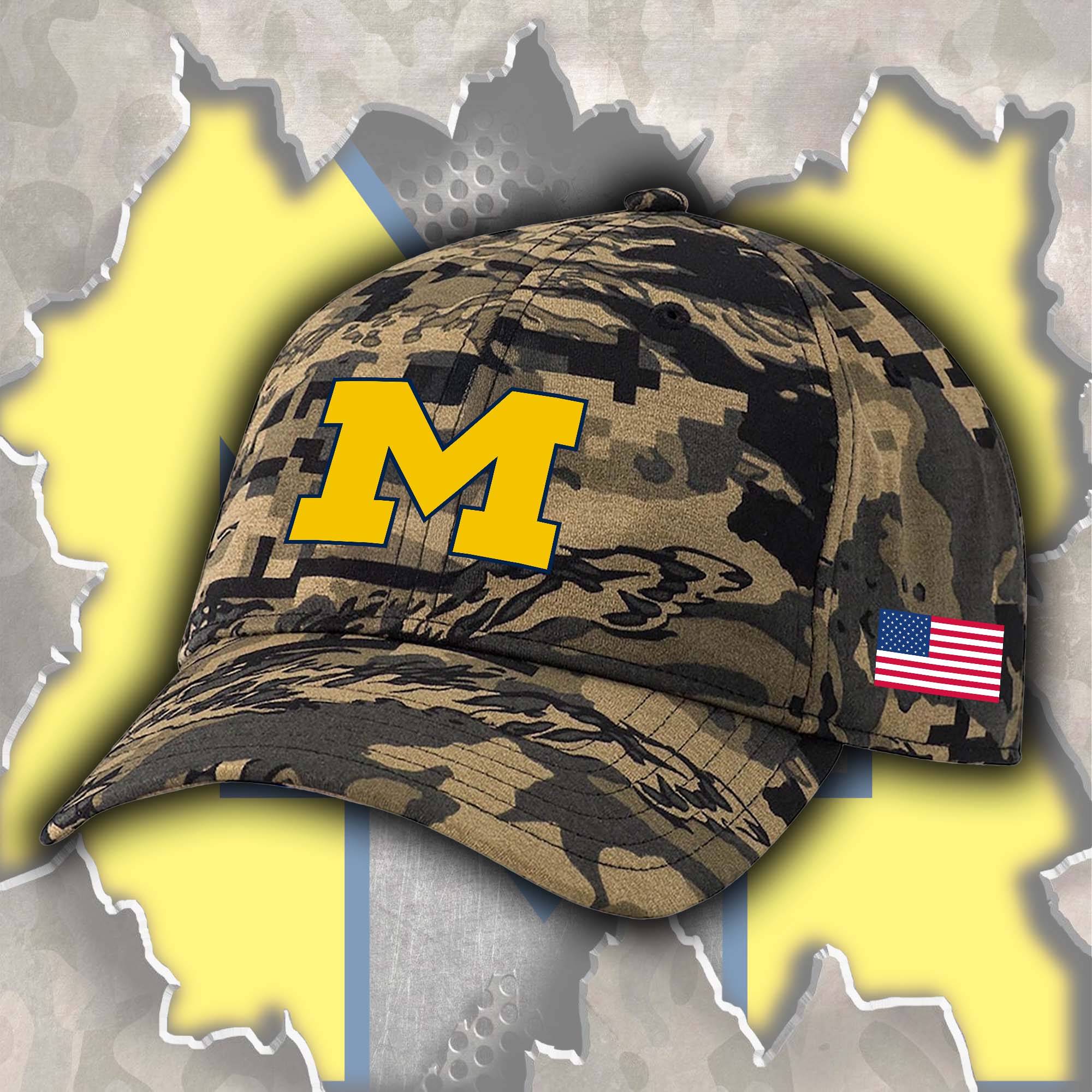 Michigan Wolverines Embroidered and Printed Cap PT72484