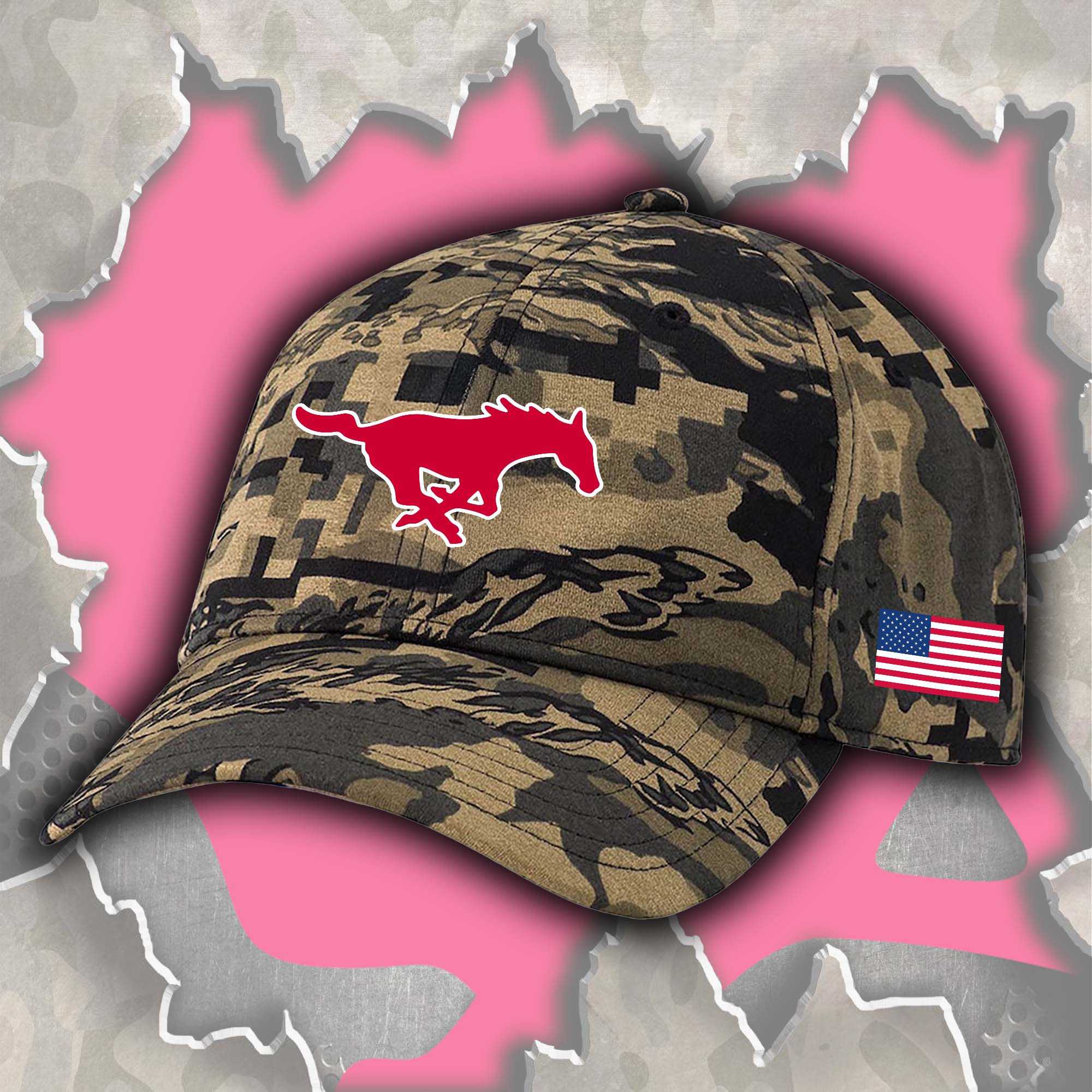 SMU Mustangs Embroidered and Printed Cap PT72502