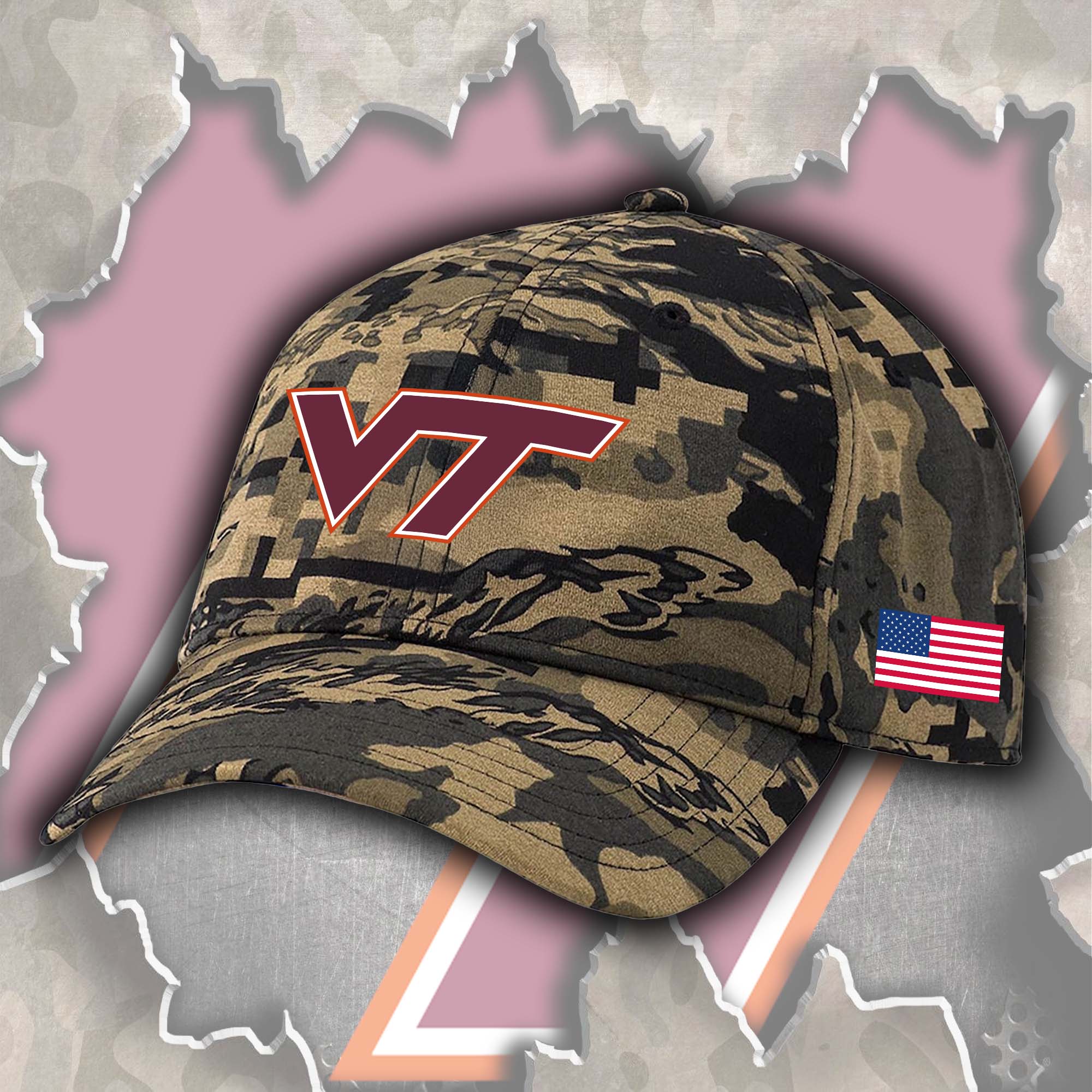 Virgina Tech Hokies Embroidered and Printed Cap PT72515