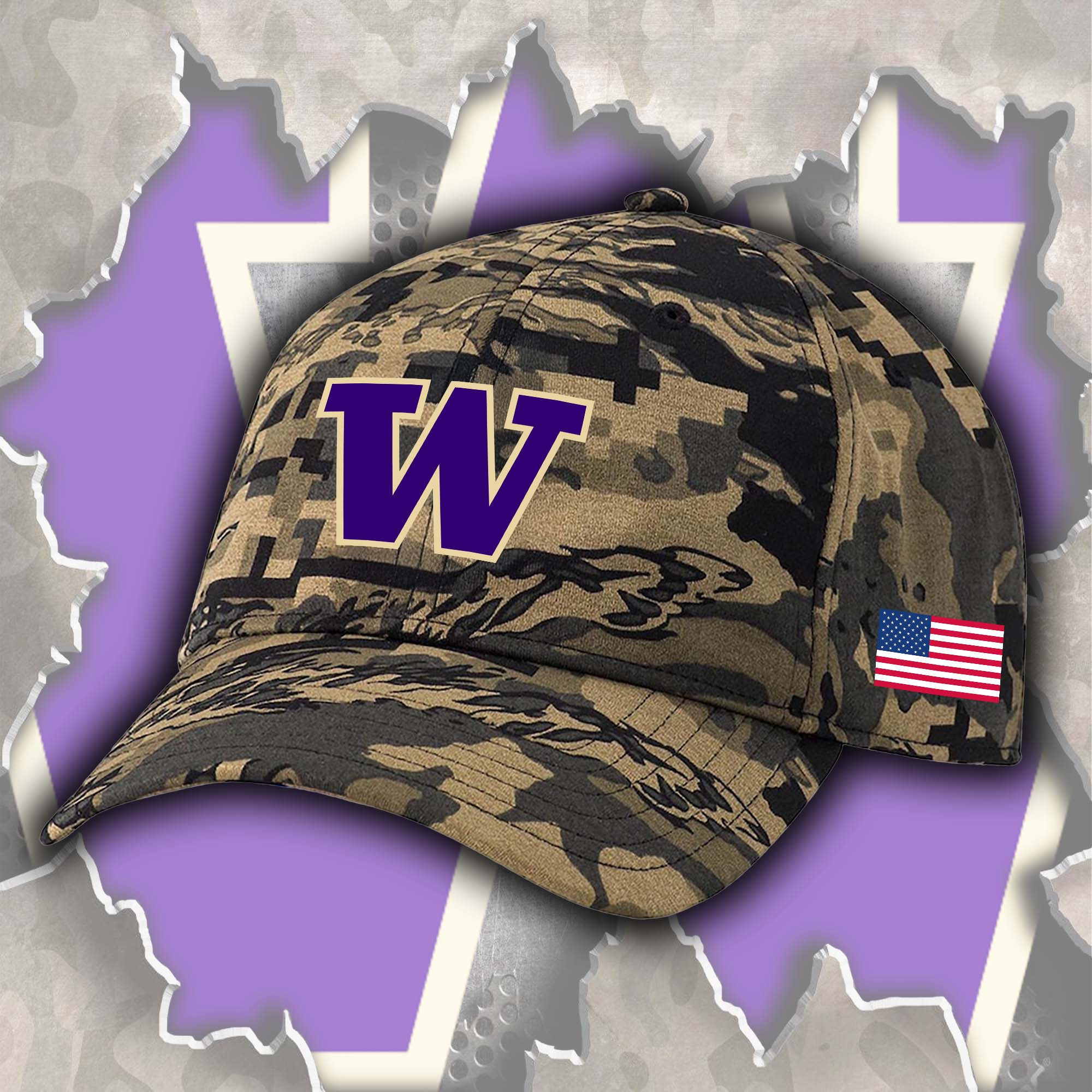 Washington Huskies Embroidered and Printed Cap PT72517