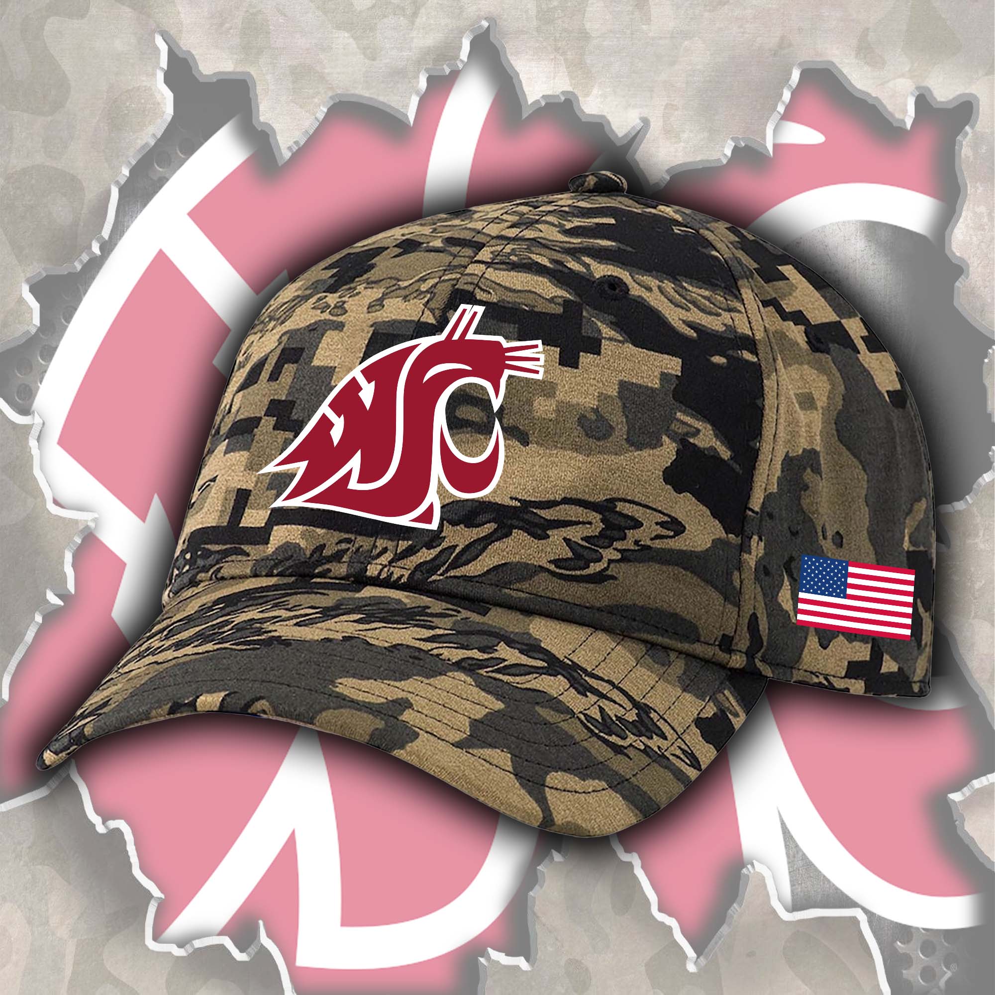 Washington State Cougars Embroidered and Printed Cap PT72518