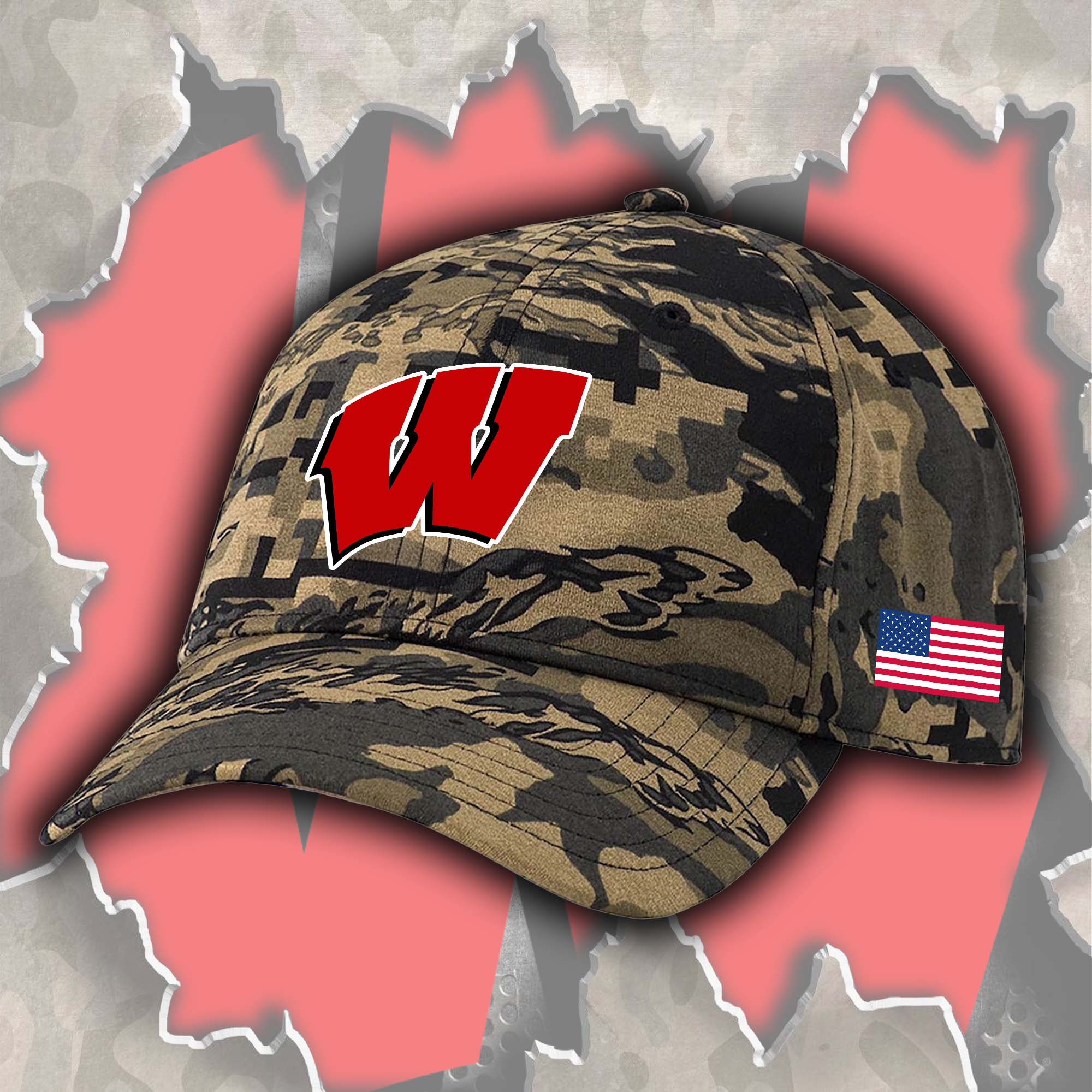 Wisconsin Badgers Embroidered and Printed Cap PT72521
