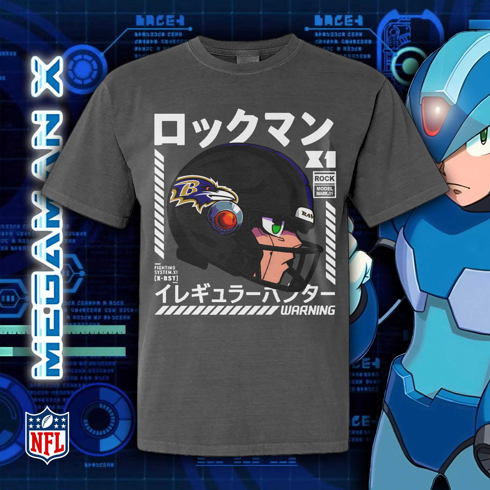 Baltimore Ravens Megaman Helmet T-Shirt PT73465