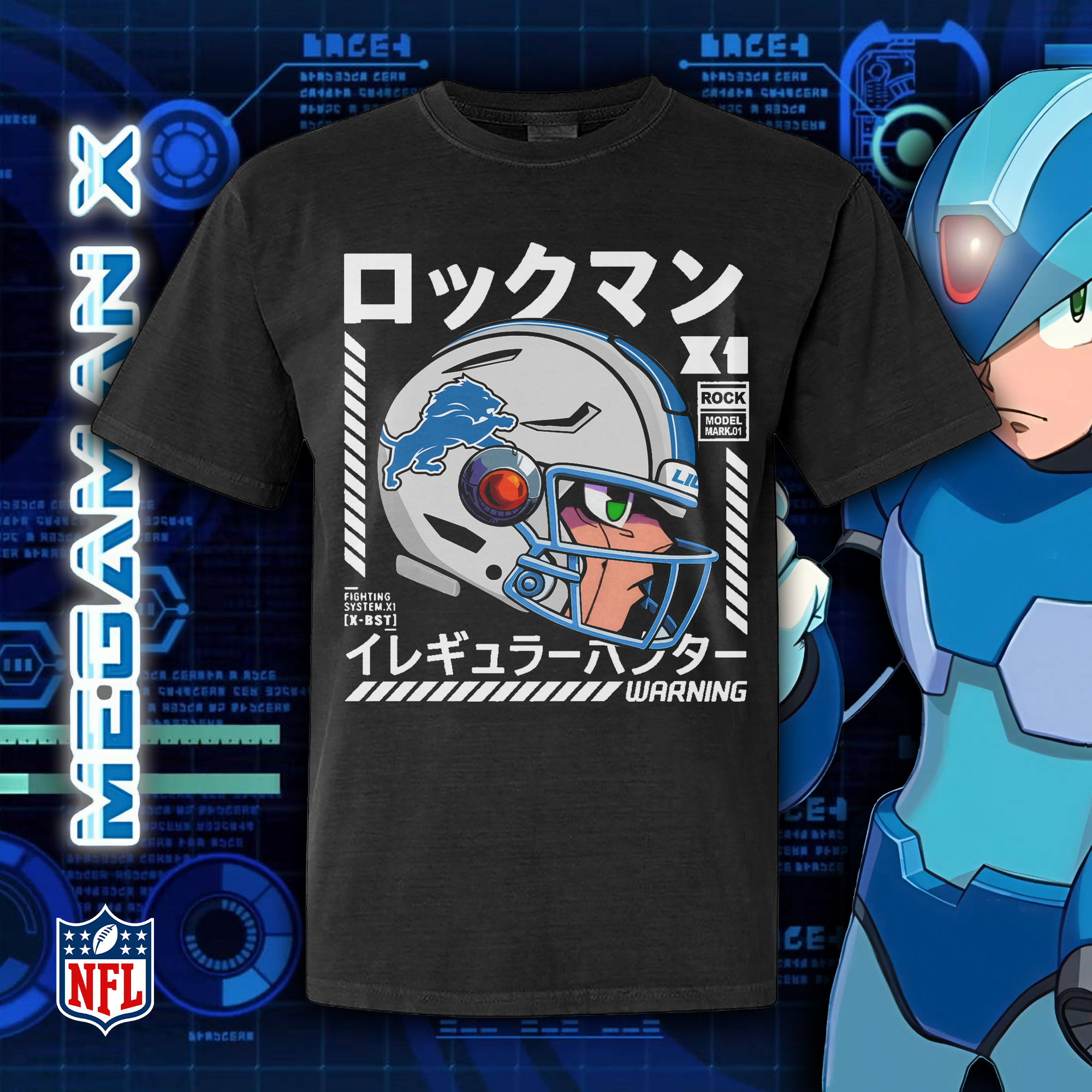 Detroit Lions Megaman Helmet T-Shirt PT73473