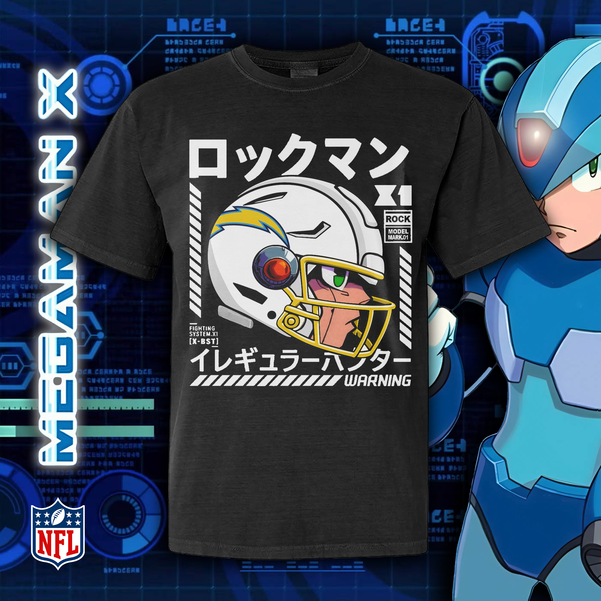 Los Angeles Chargers Megaman Helmet T-Shirt PT73480