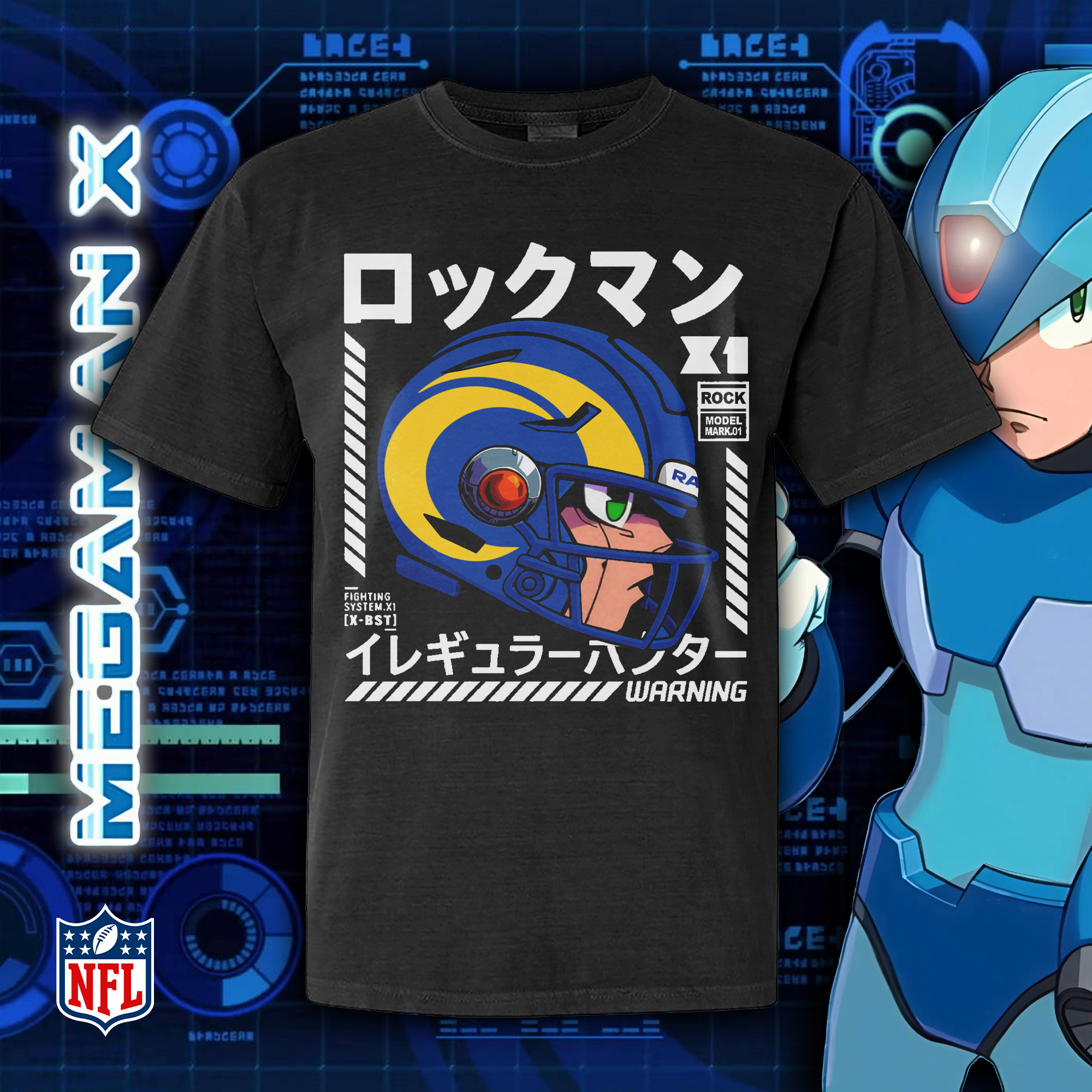 Los Angeles Rams Megaman Helmet T-Shirt PT73481