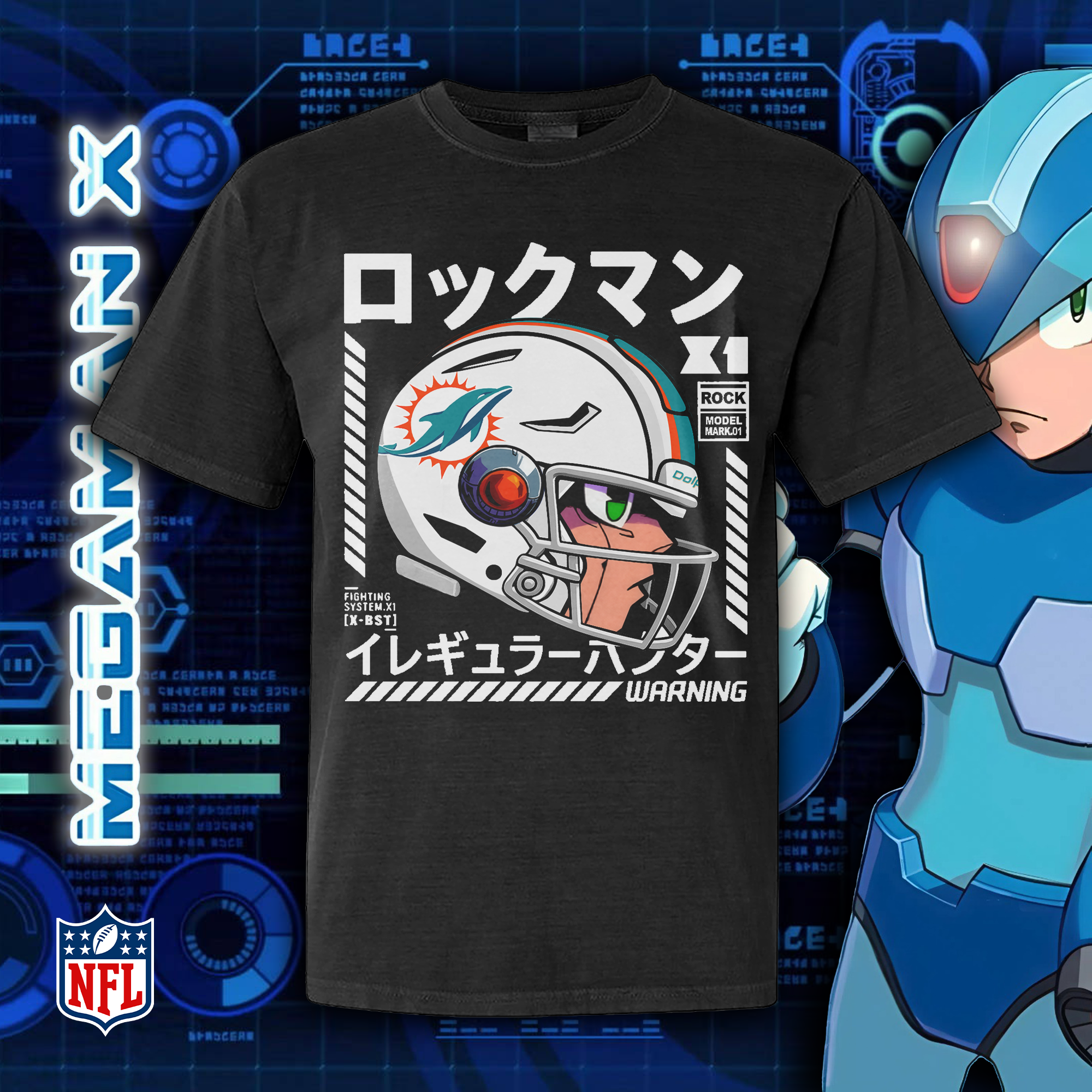 Miami Dolphins Megaman Helmet T-Shirt PT73482