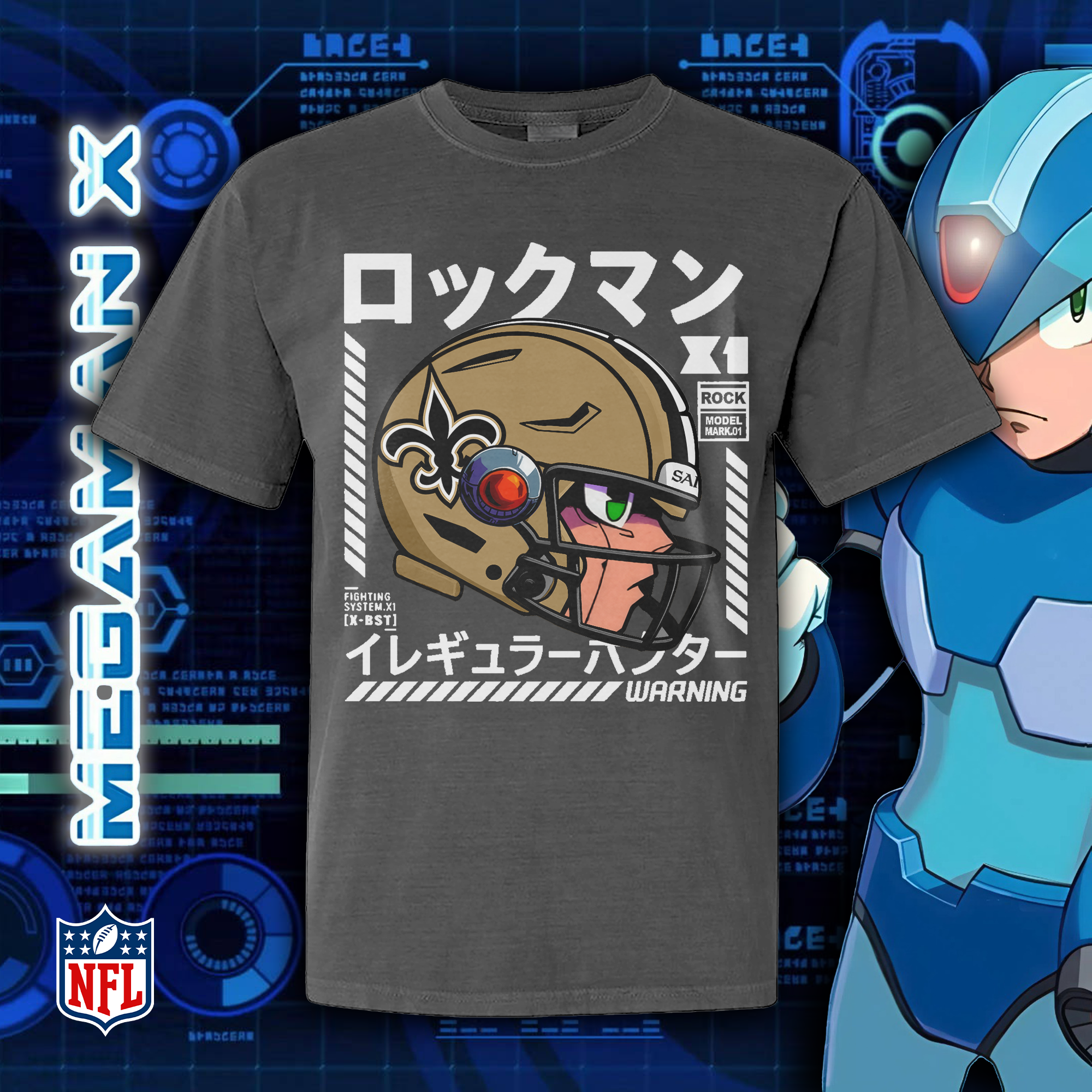 New Orleans Saints Megaman Helmet T-Shirt PT73485