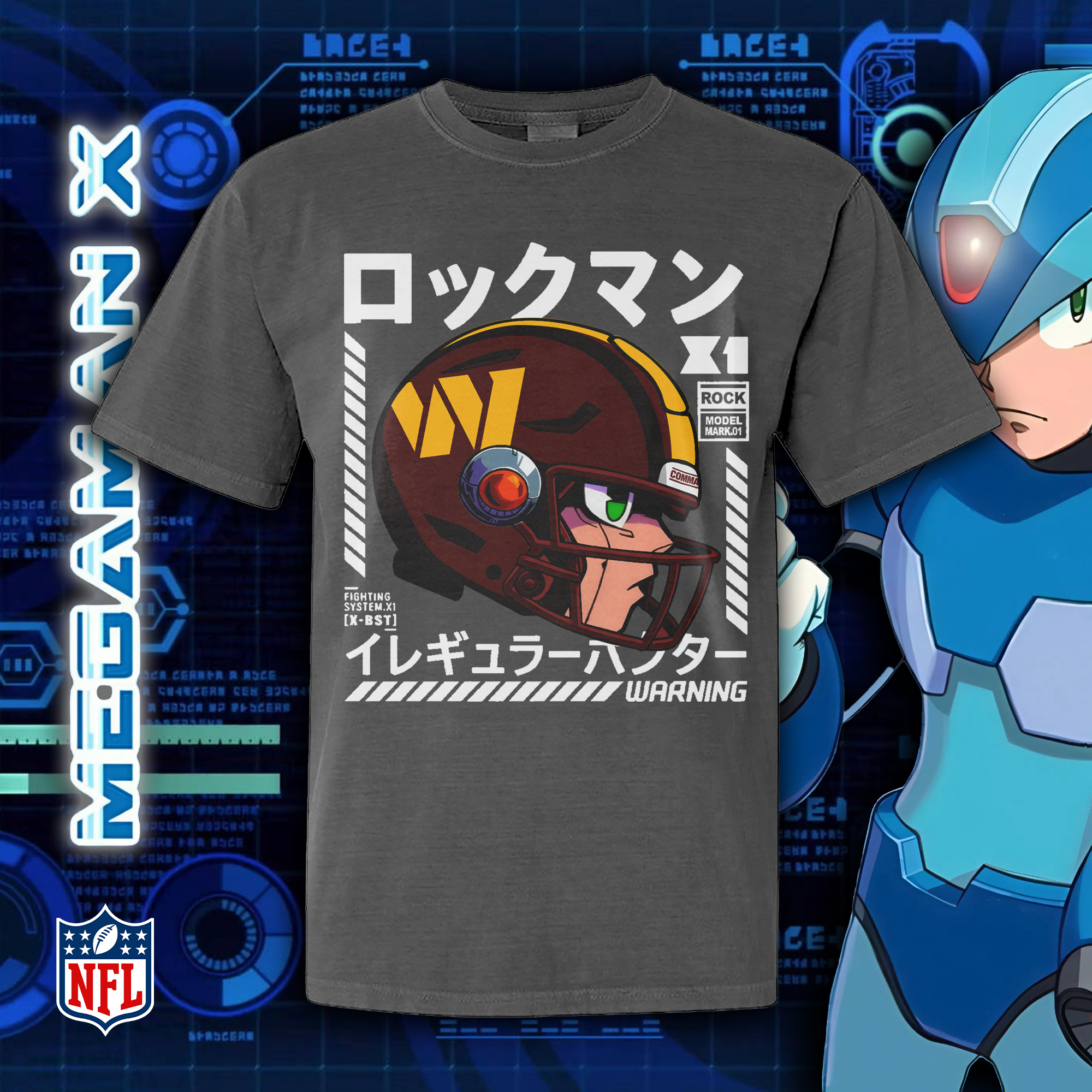 Washington Commanders Megaman Helmet T-Shirt PT73494