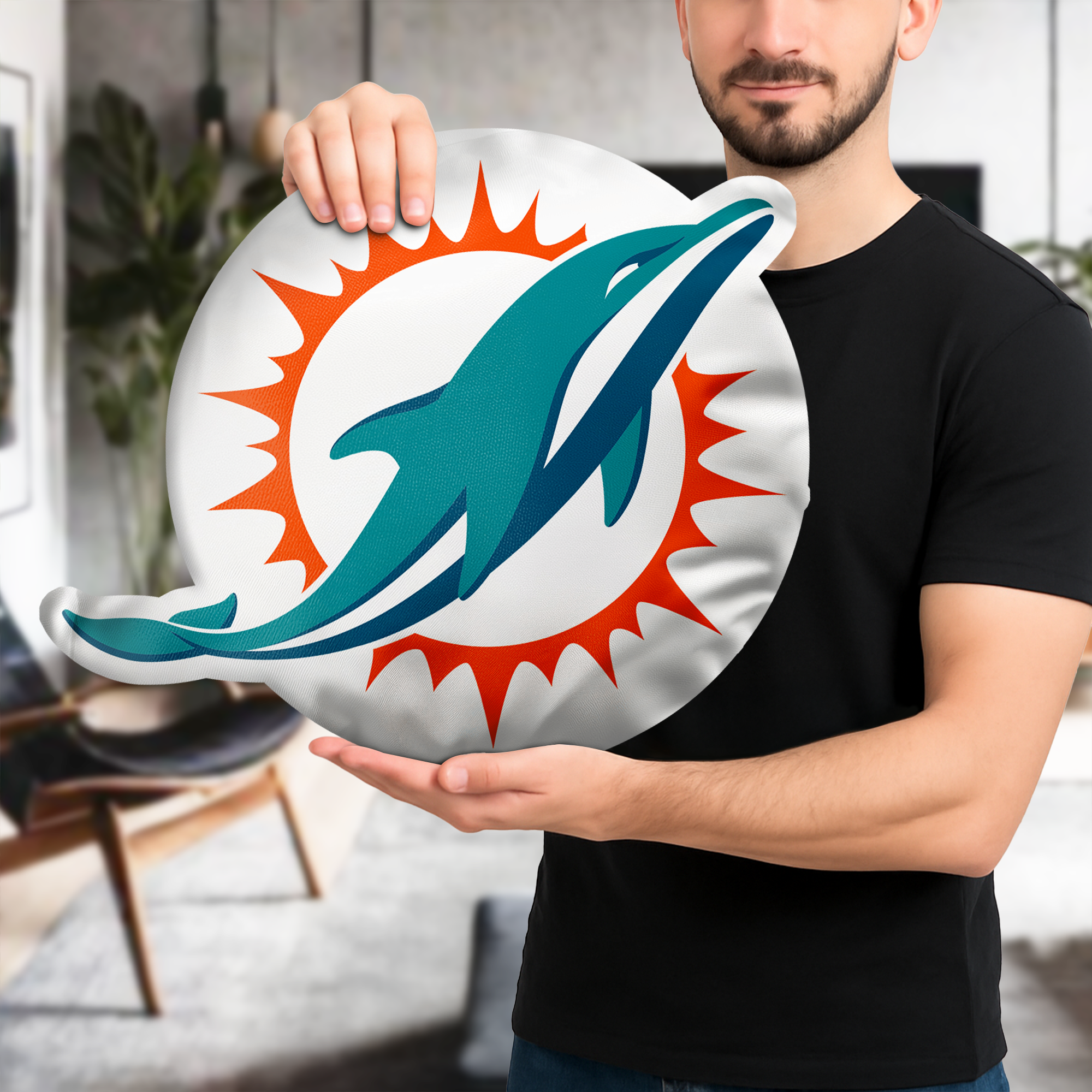 Miami Dolphins Shaped Pillow (1 Side Print) PT74073