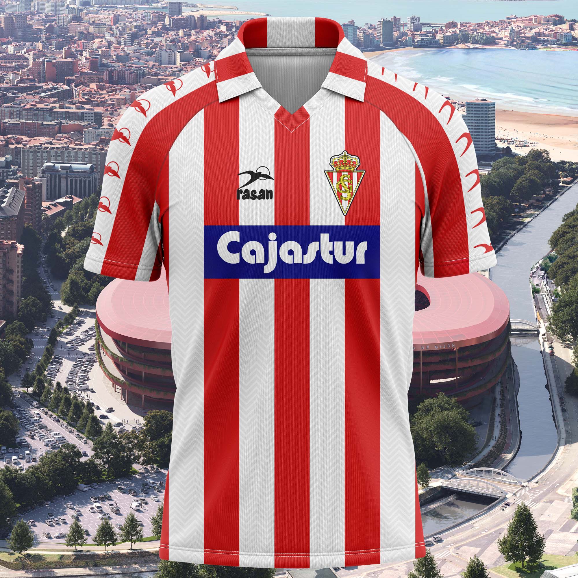 Sporting Gijón 1991-92 Home Kit Retro Shirt PT74104