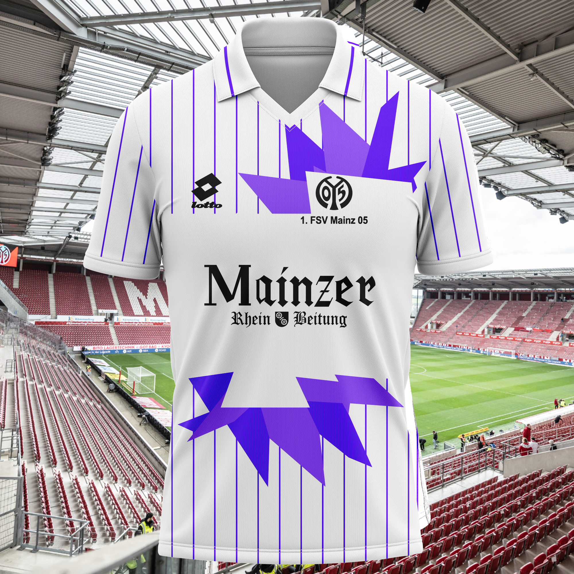 1. FSV Mainz 05 1992-93 Away Kit White with Black Purple Retro Shirt PT74132