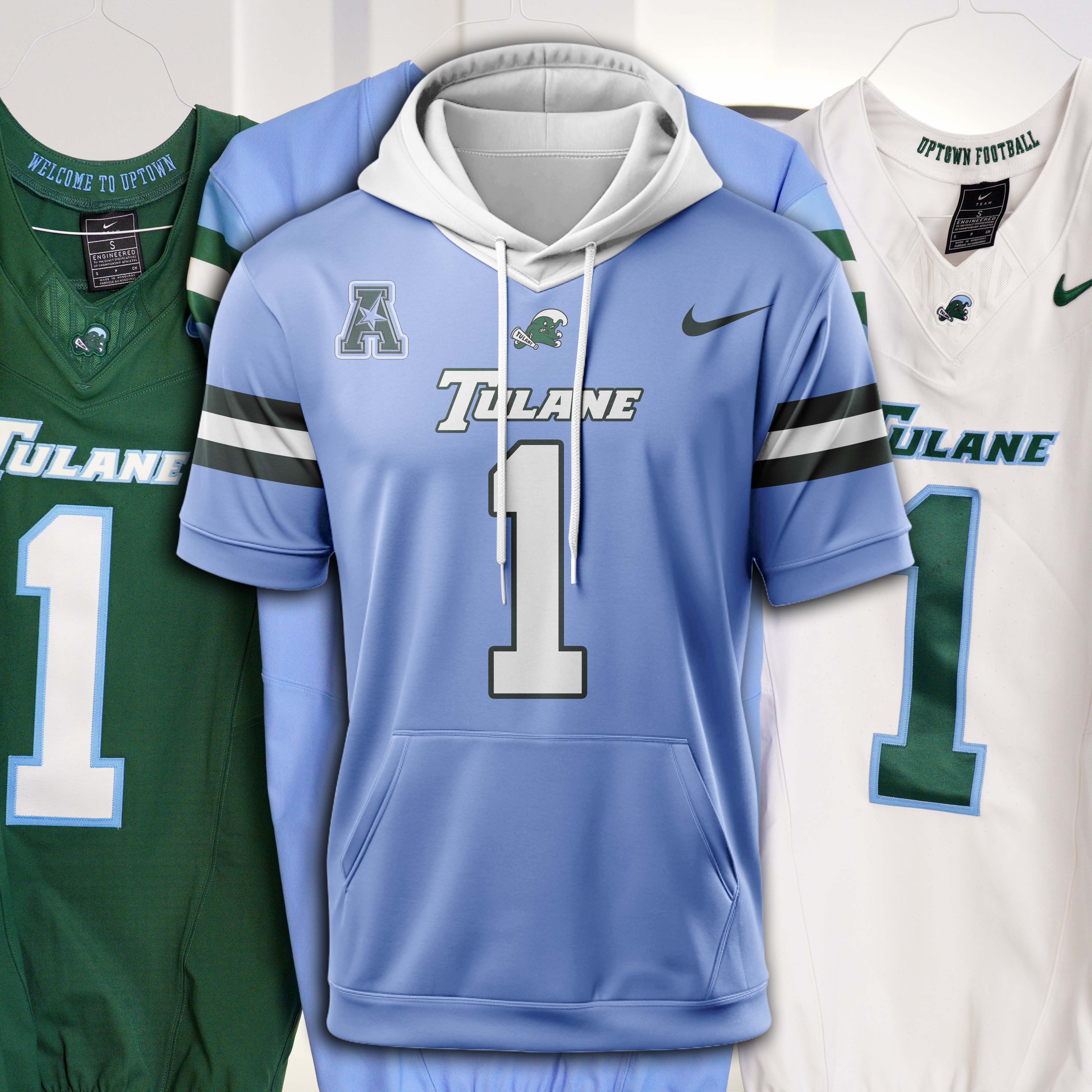Tulane Green Wave Blue Hoodie 2025 PT74778