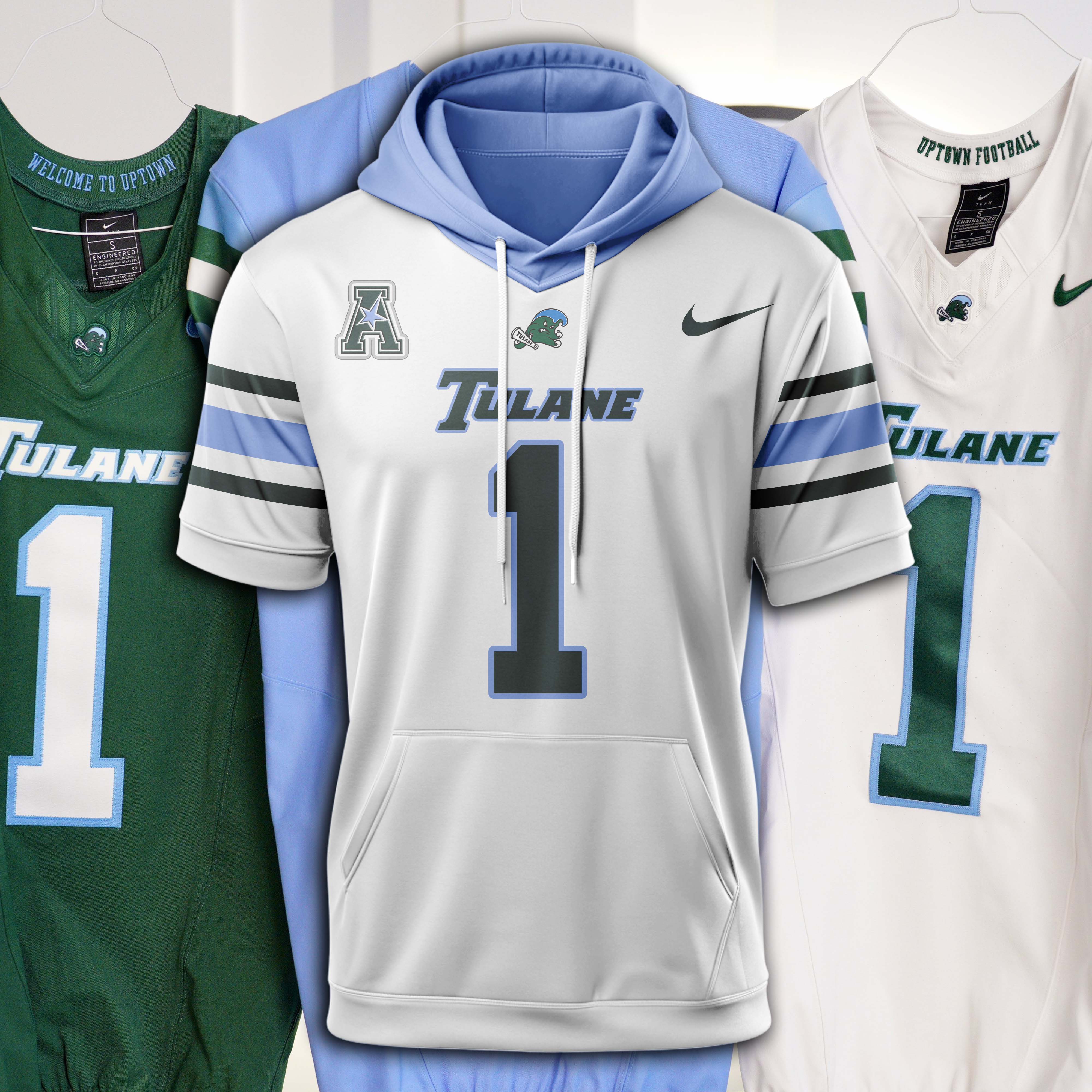 Tulane Green Wave White Hoodie 2025 PT74780