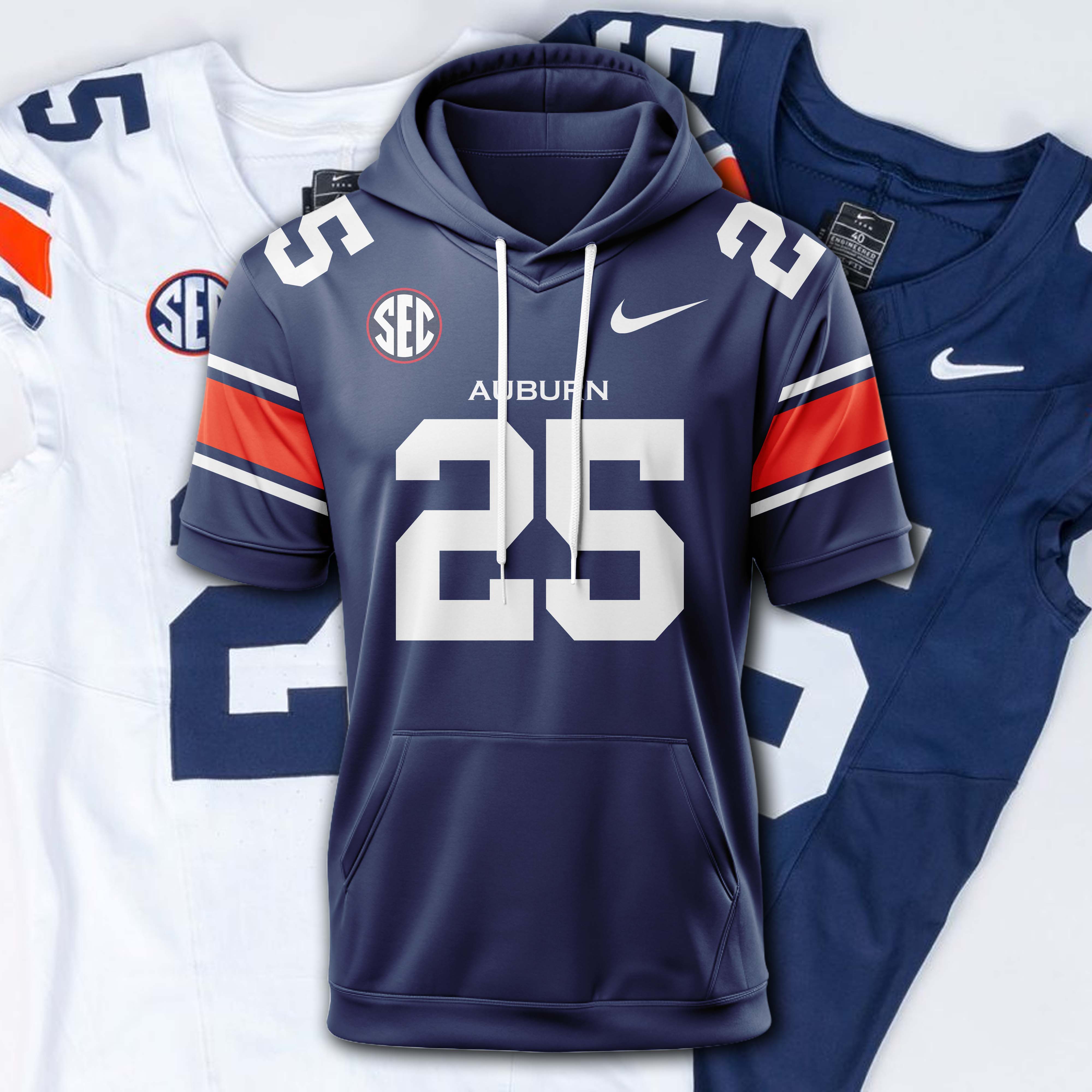 Auburn Tigers blue Hoodie Short Sleeve 2025 PT74955