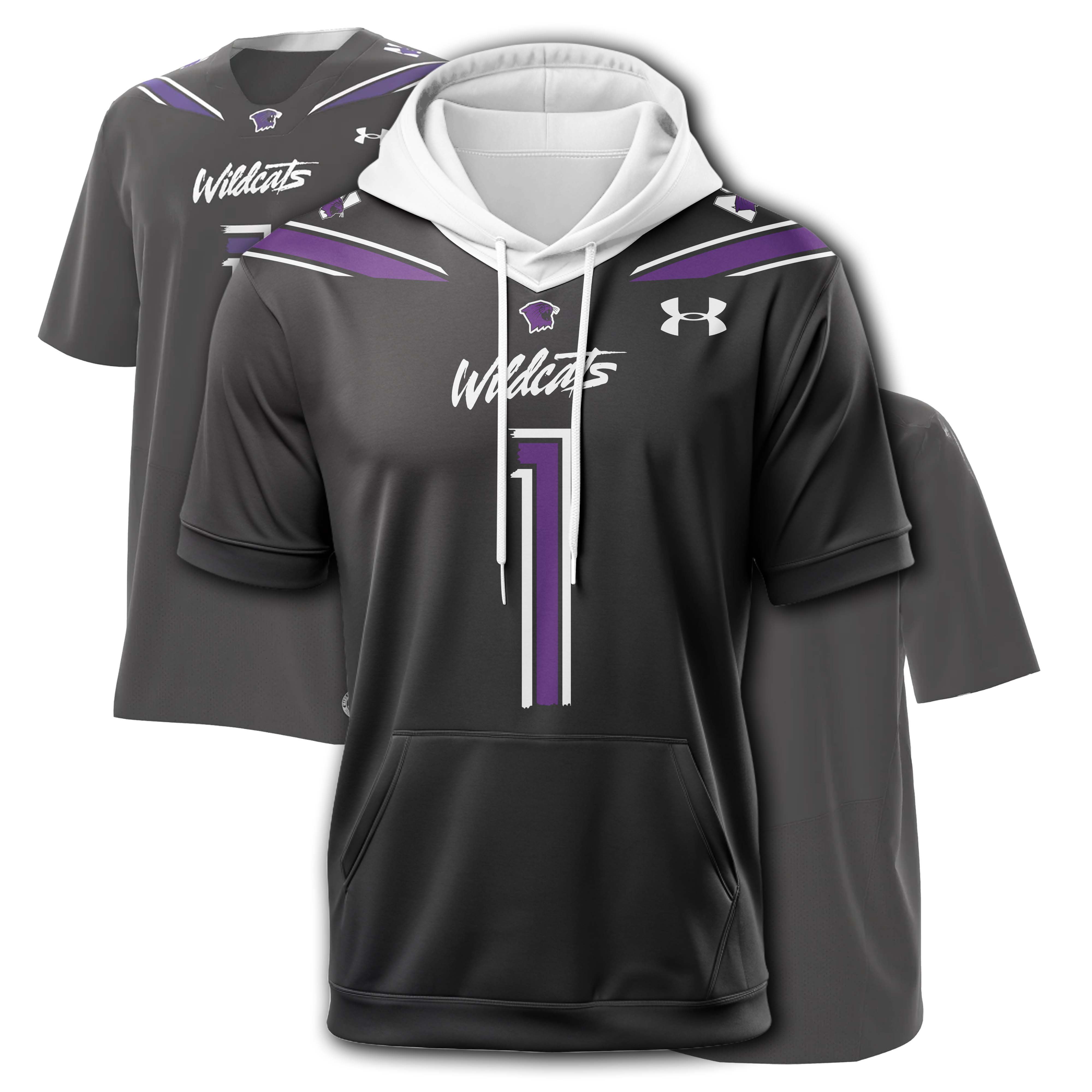 Northwestern Wildcats Black Hoodie Short Sleeve 2025 PT74969