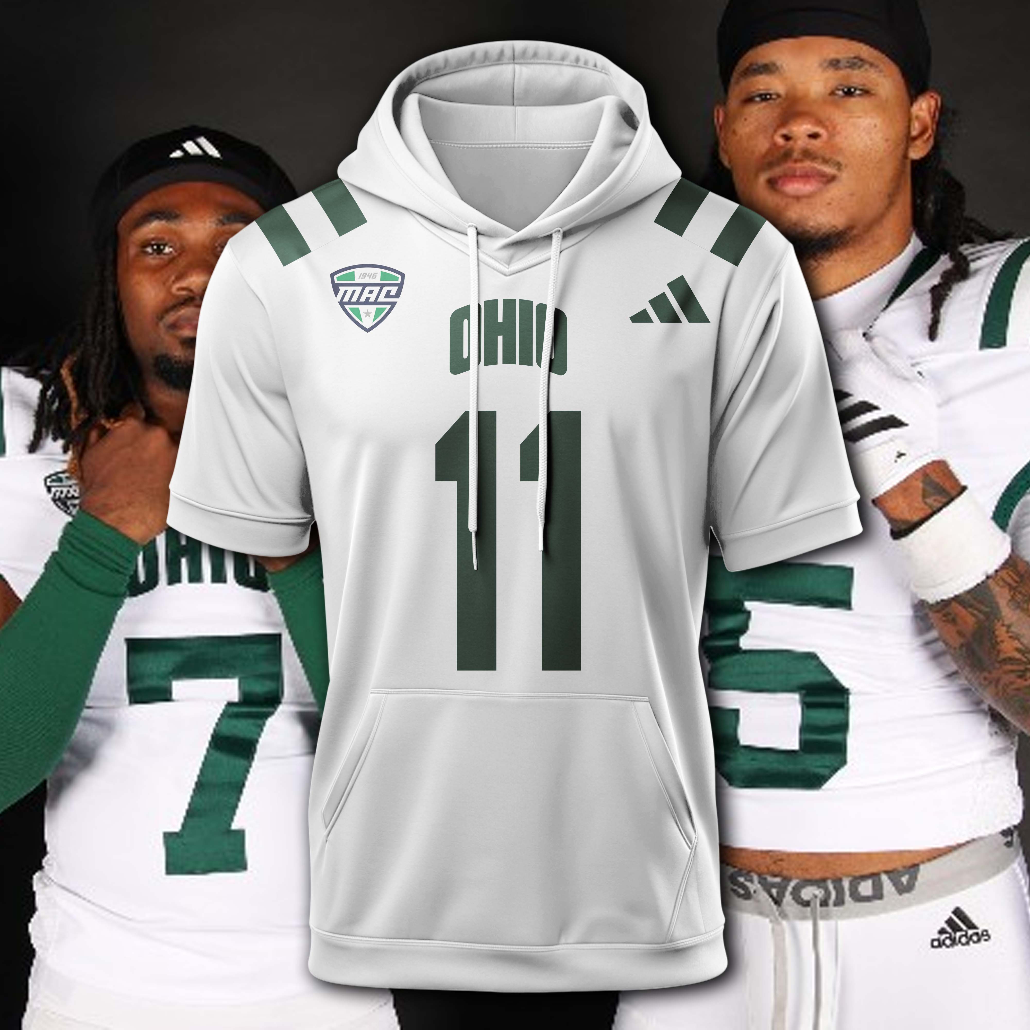 Ohio Bobcats White Hoodie Short Sleeve 2025 PT74970